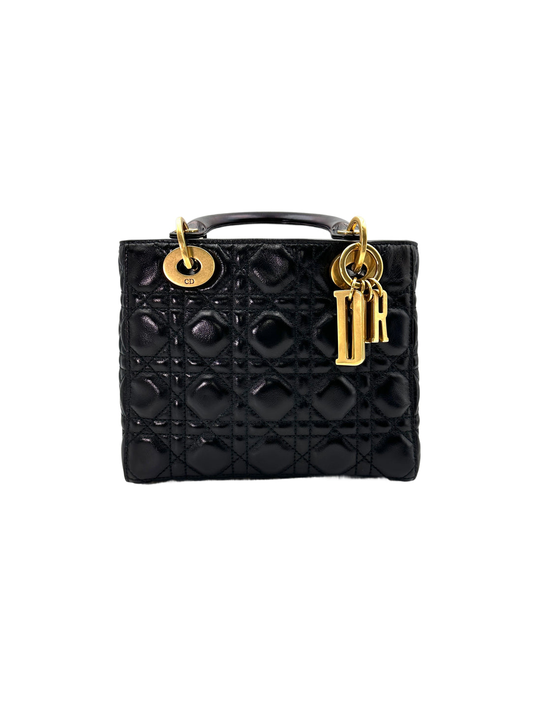 Christian Dior Lady Dior Black Cannage Leather Handle Bag With Customizable Shoulder Strap DR666