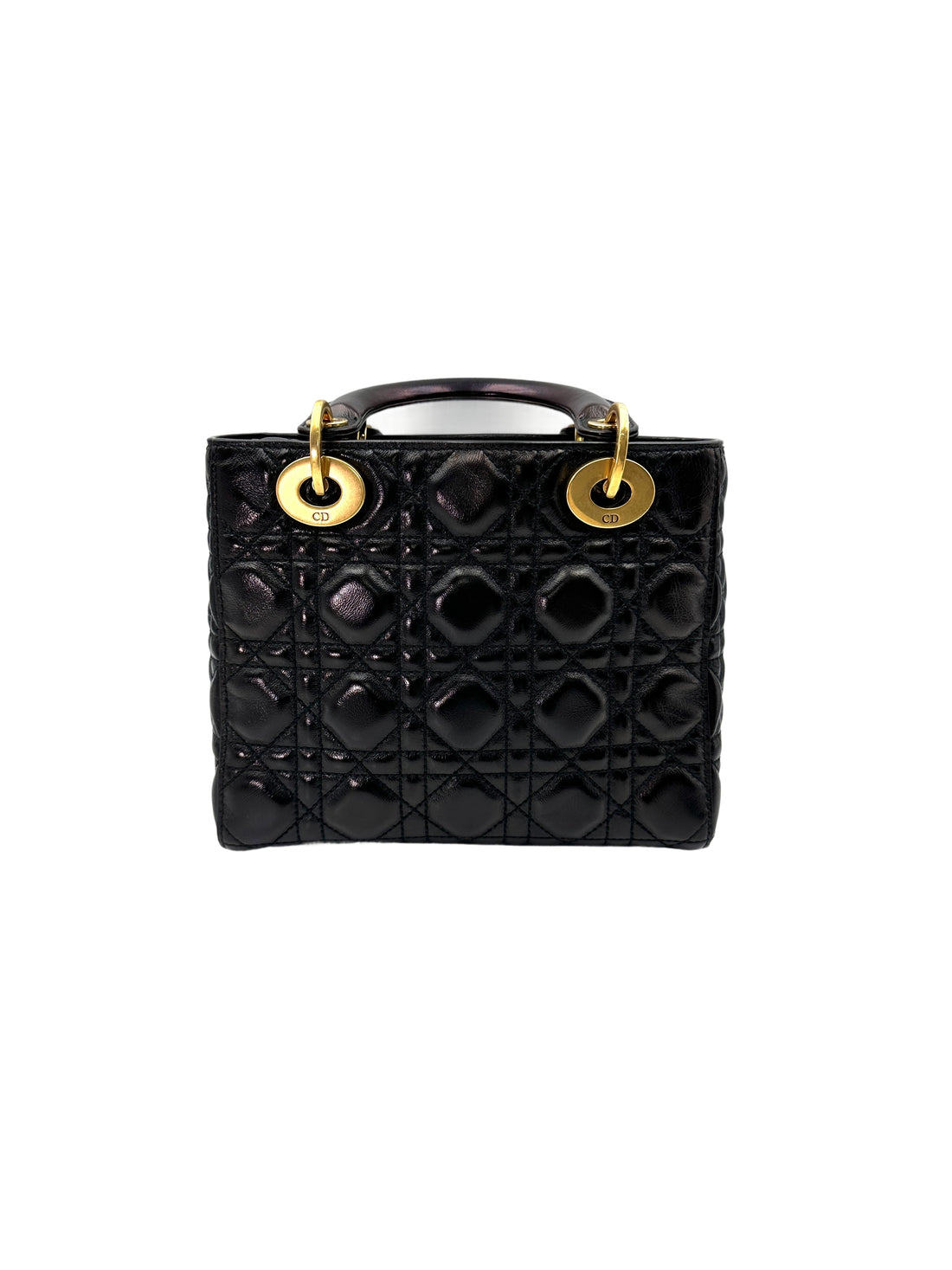 Christian Dior Lady Dior Black Cannage Leather Handle Bag With Customizable Shoulder Strap DR666