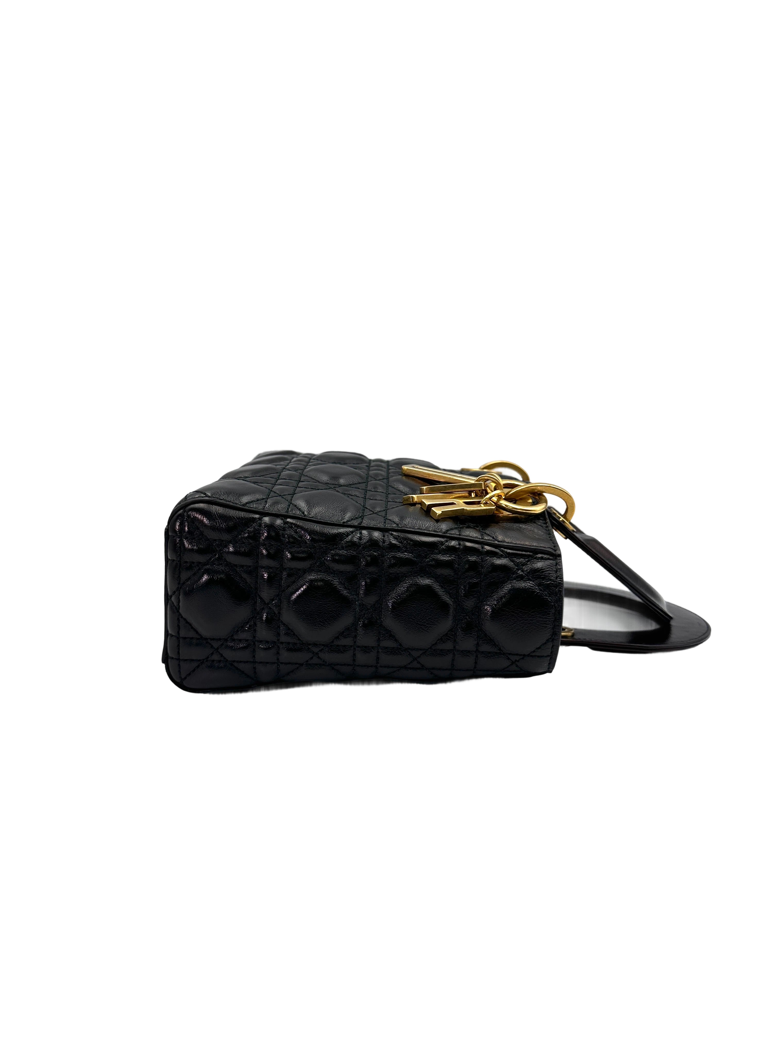 Christian Dior Lady Dior Black Cannage Leather Handle Bag With Customizable Shoulder Strap DR666