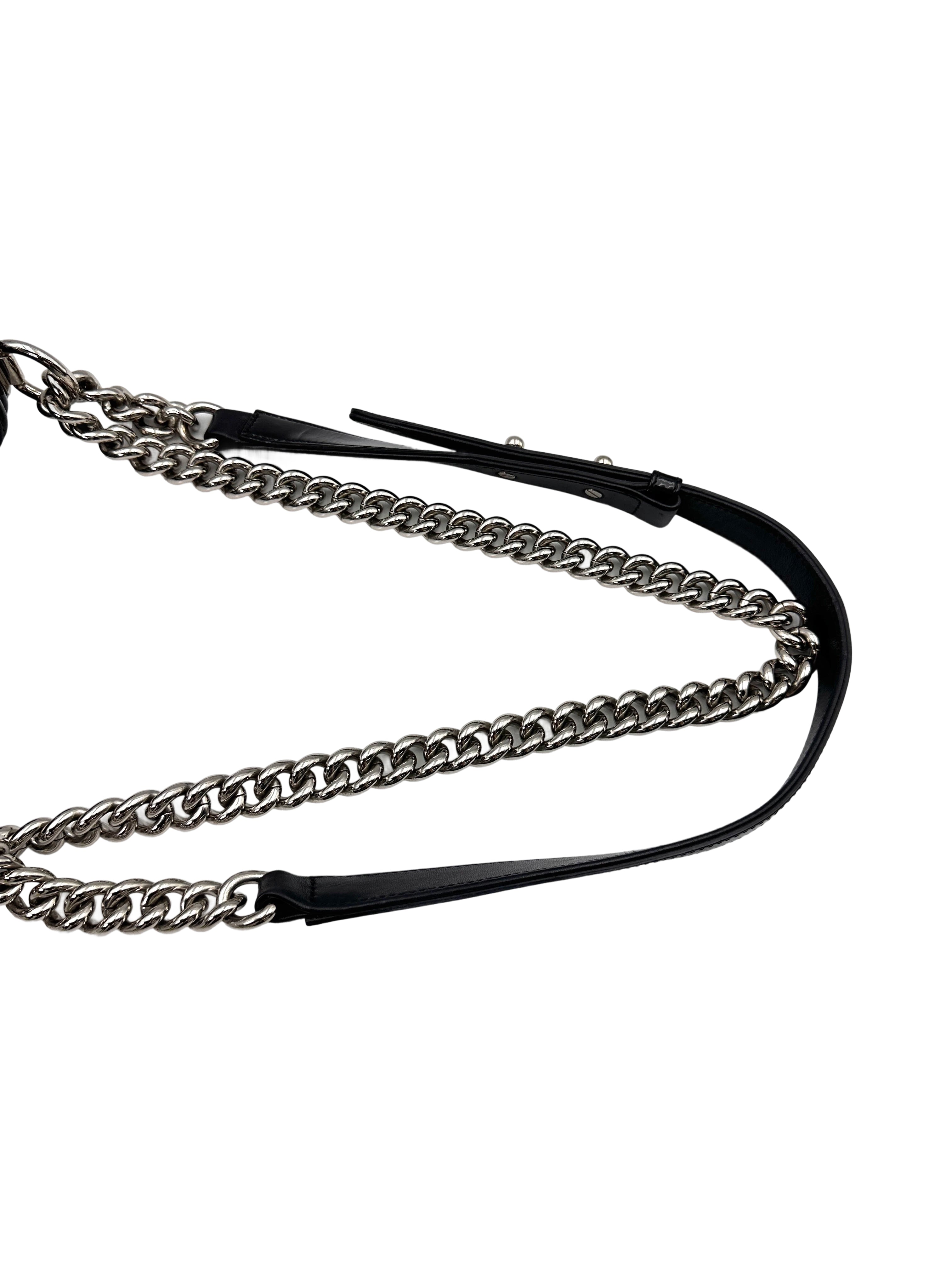 Chanel LeBoy Black Patent Glitter PVC Chevron Quilted Small Size Flap Bag With Silver Buckle(24***98) CC1748