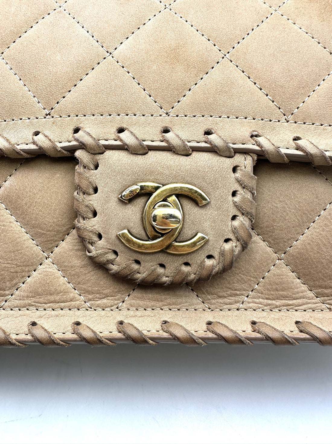 Chanel Happy Stitch Beige Quilted Leather Flap Bag(21***74) IRIS155