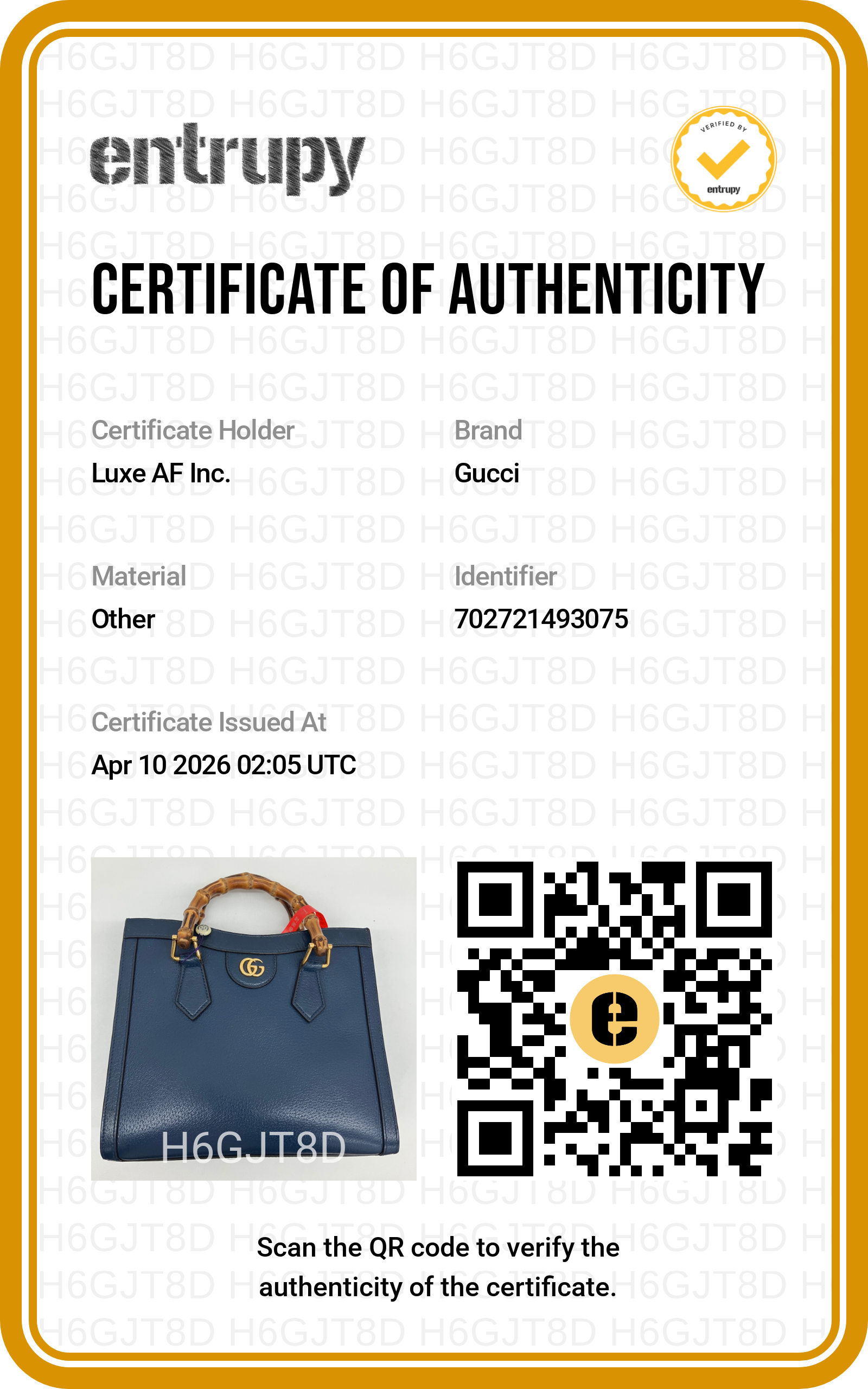 Gucci Diana Navy Leather Bamboo Handle Medium Size Bag GG844