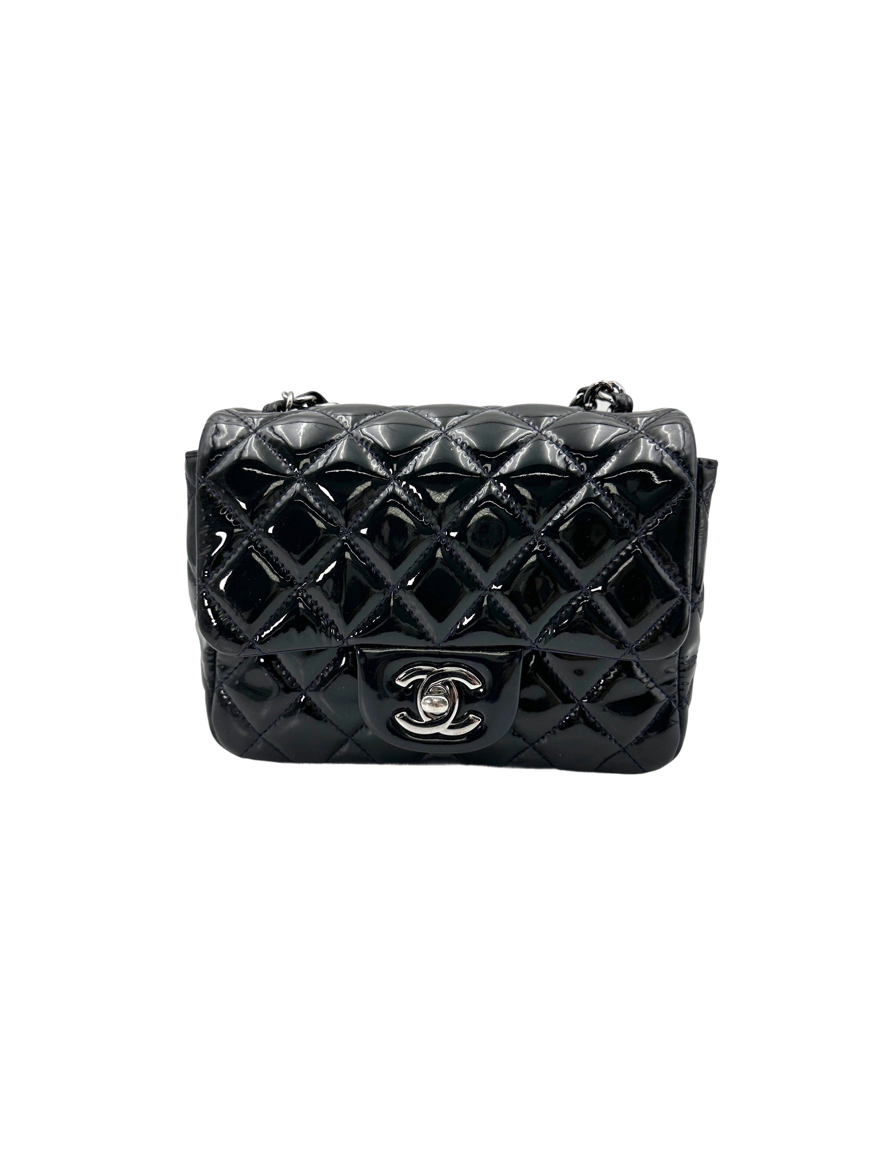 Chanel Classic Flap Dark Green Patent Leather Mini Square Bag(19***87) IRIS154