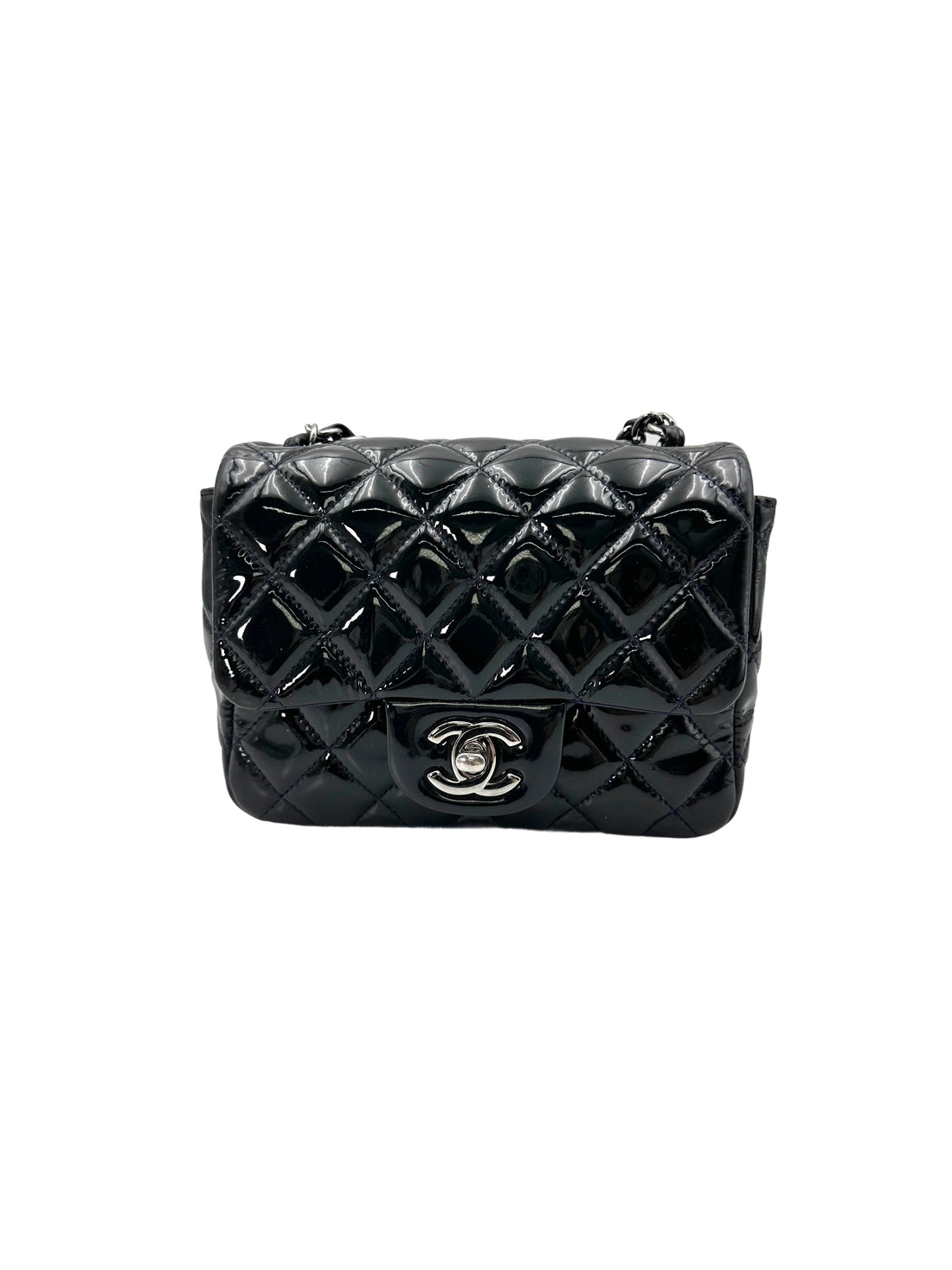 Chanel Classic Flap Dark Green Patent Leather Mini Square Bag(19***87) IRIS154