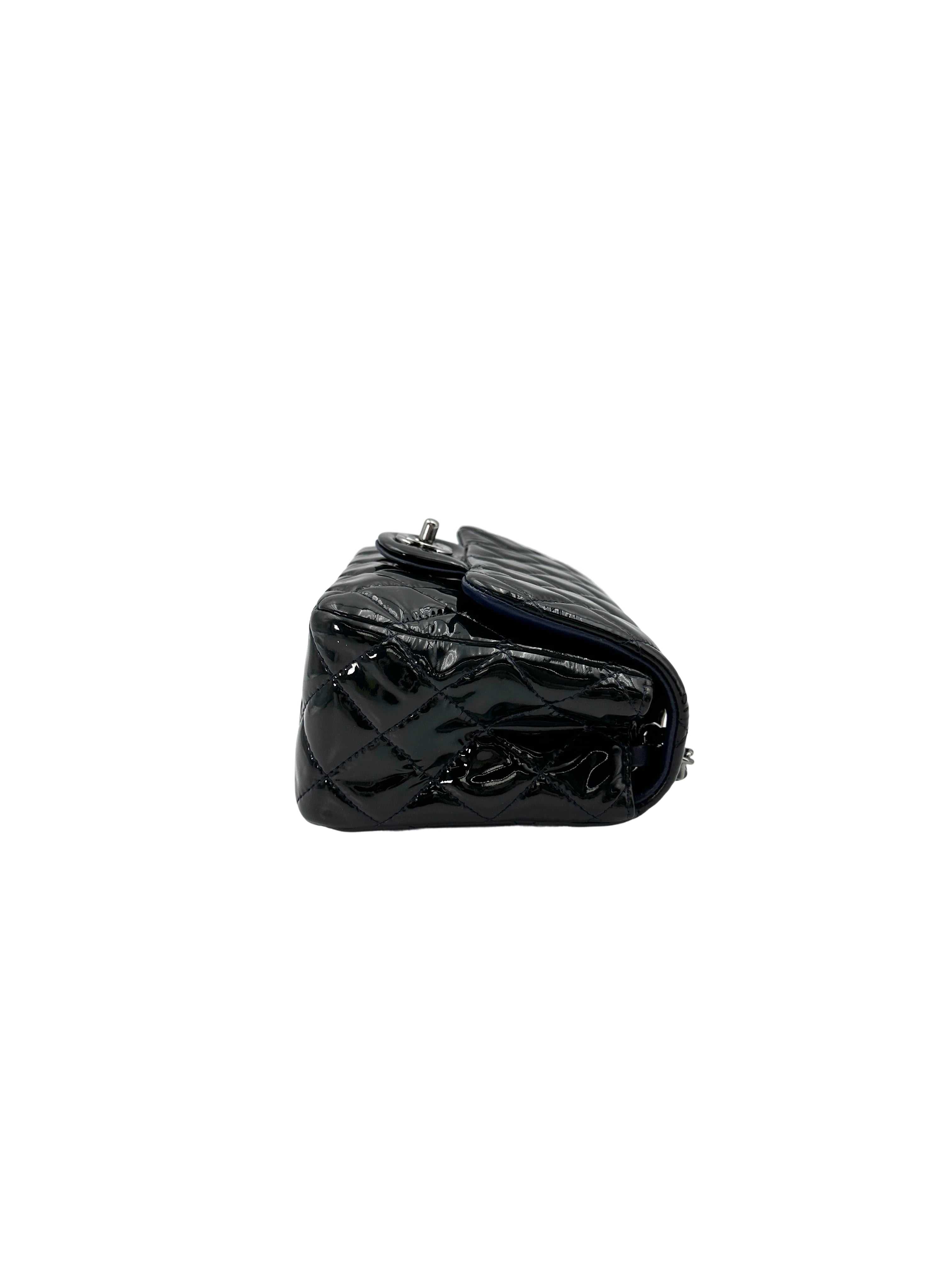 Chanel Classic Flap Dark Green Patent Leather Mini Square Bag(19***87) IRIS154