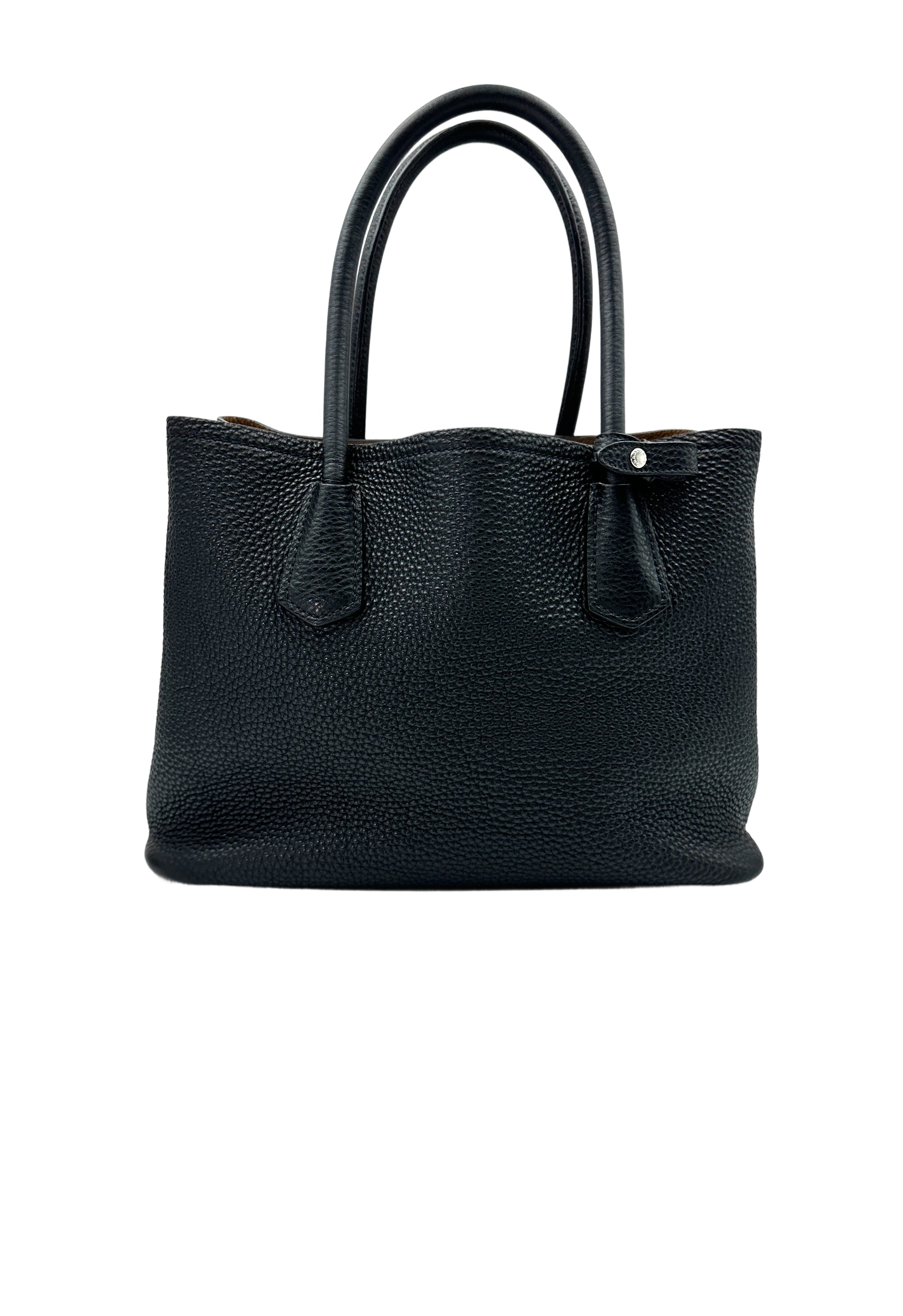 Prada Black Vitello Daino Leather Double Tote Handle Bag PR261