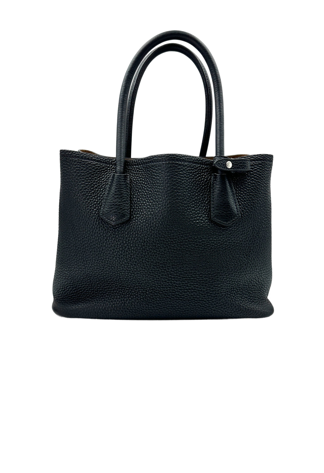 Prada Black Vitello Daino Leather Double Tote Handle Bag PR261