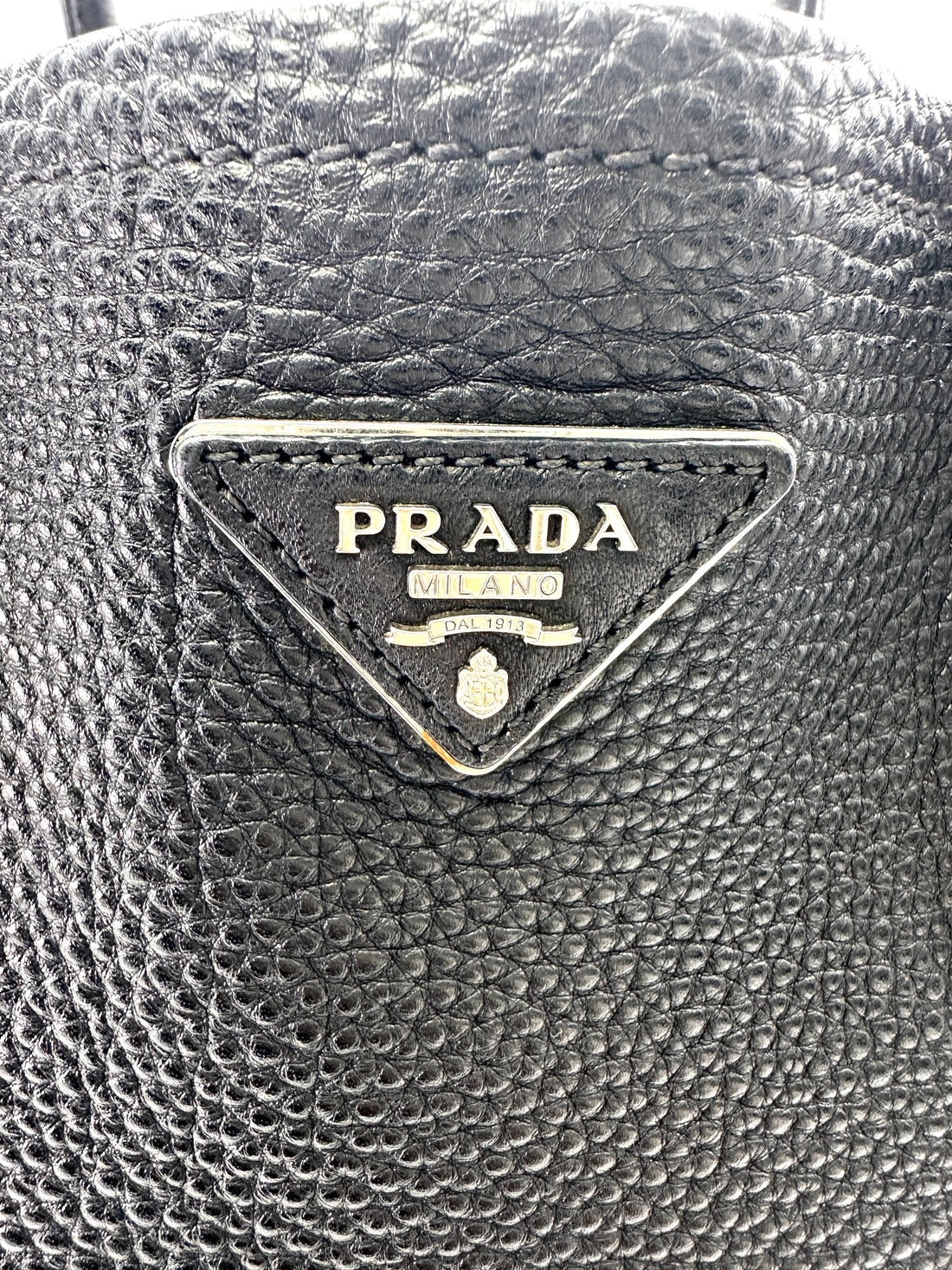 Prada Black Vitello Daino Leather Double Tote Handle Bag PR261