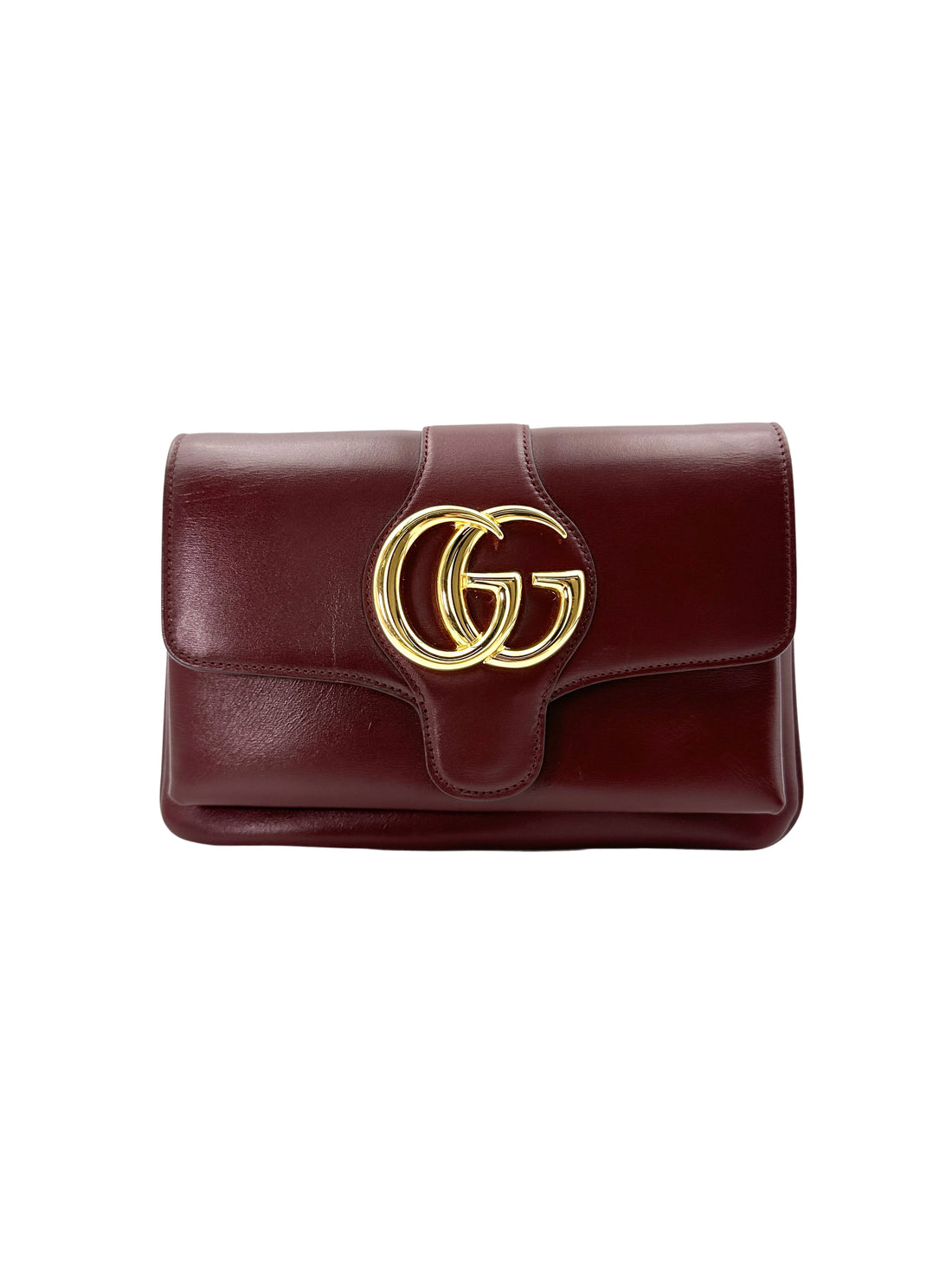 Gucci Arli Burgundy Leather Shoulder Bag With Gold Hardware GG840