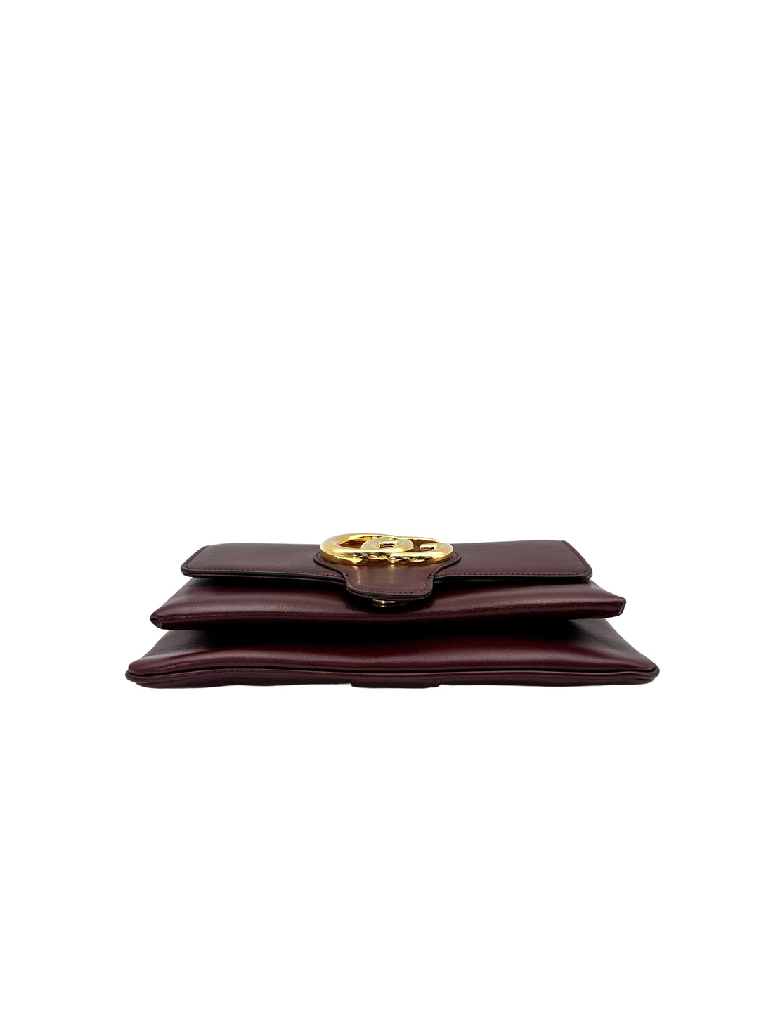 Gucci Arli Burgundy Leather Shoulder Bag With Gold Hardware GG840