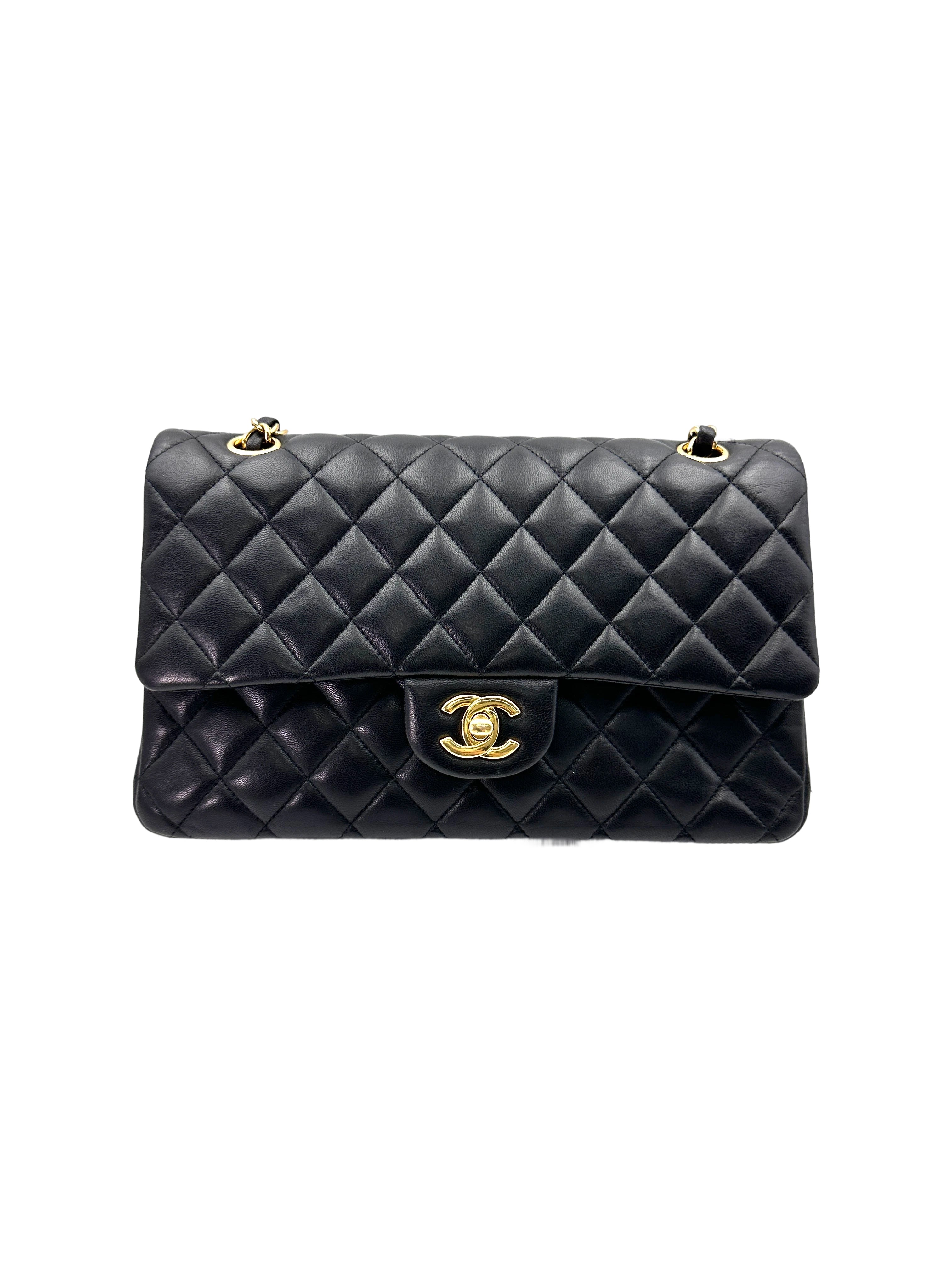 Chanel Classic Flap Black Quilted Lambskin Medium Size Shoulder Bag(25***88) CC1750