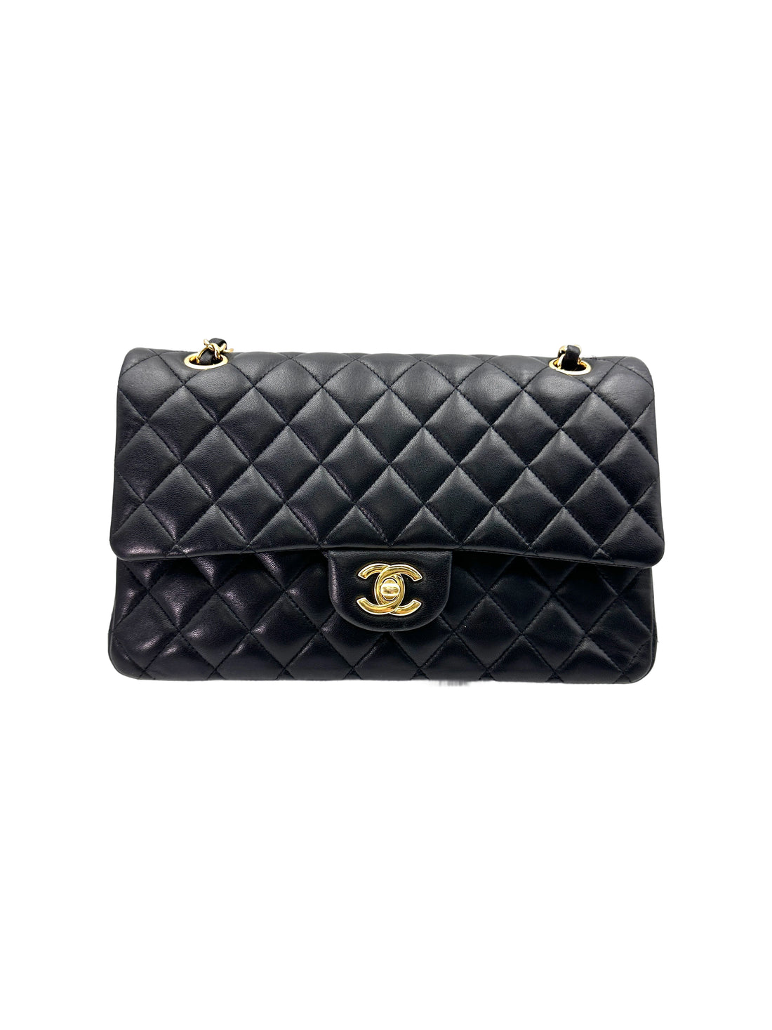 Chanel Classic Flap Black Quilted Lambskin Medium Size Shoulder Bag(25***88) CC1750
