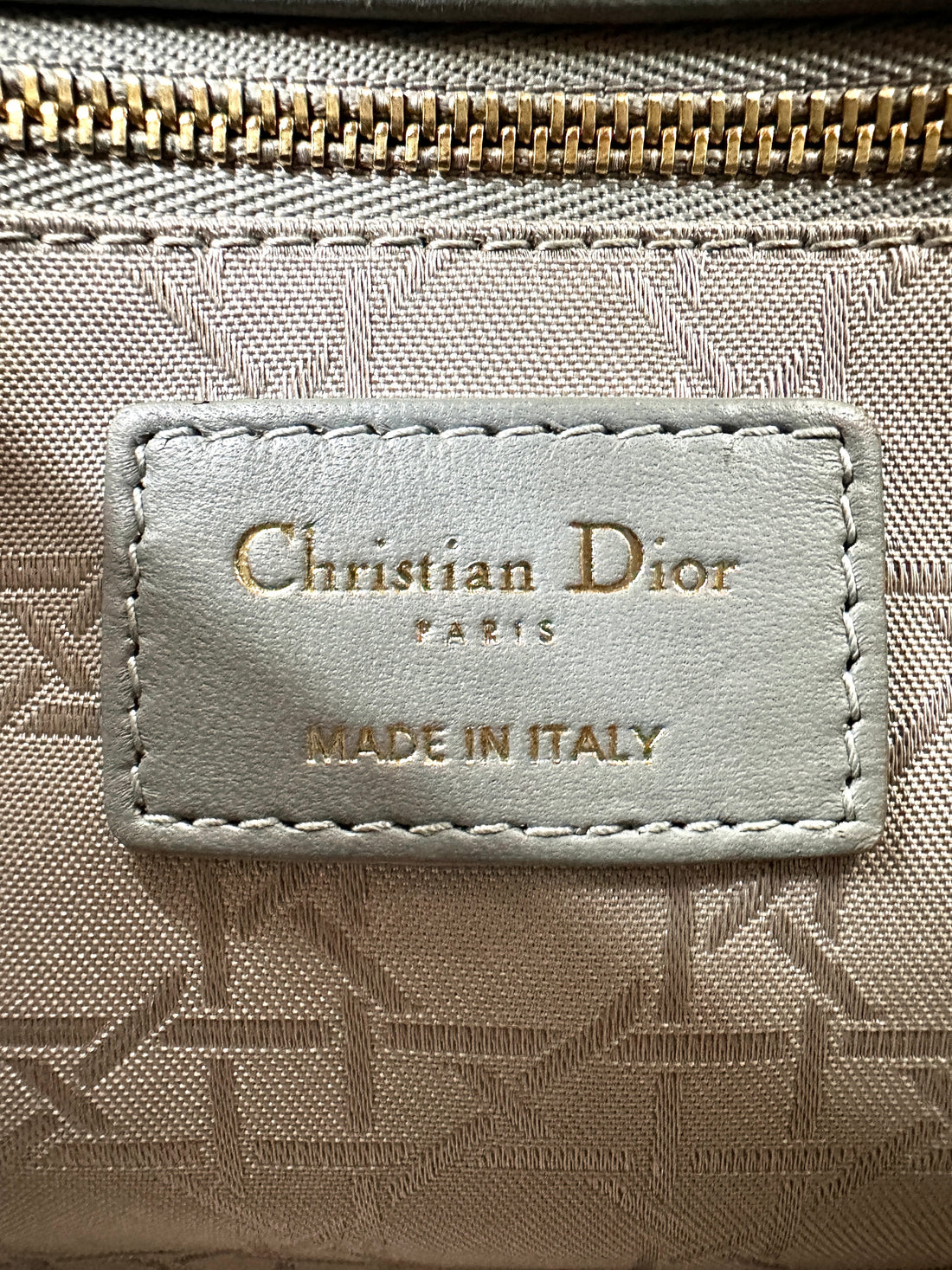 Christian Dior Lady Dior Grey Cannage Leather Handle Bag With Gold Charms DR667