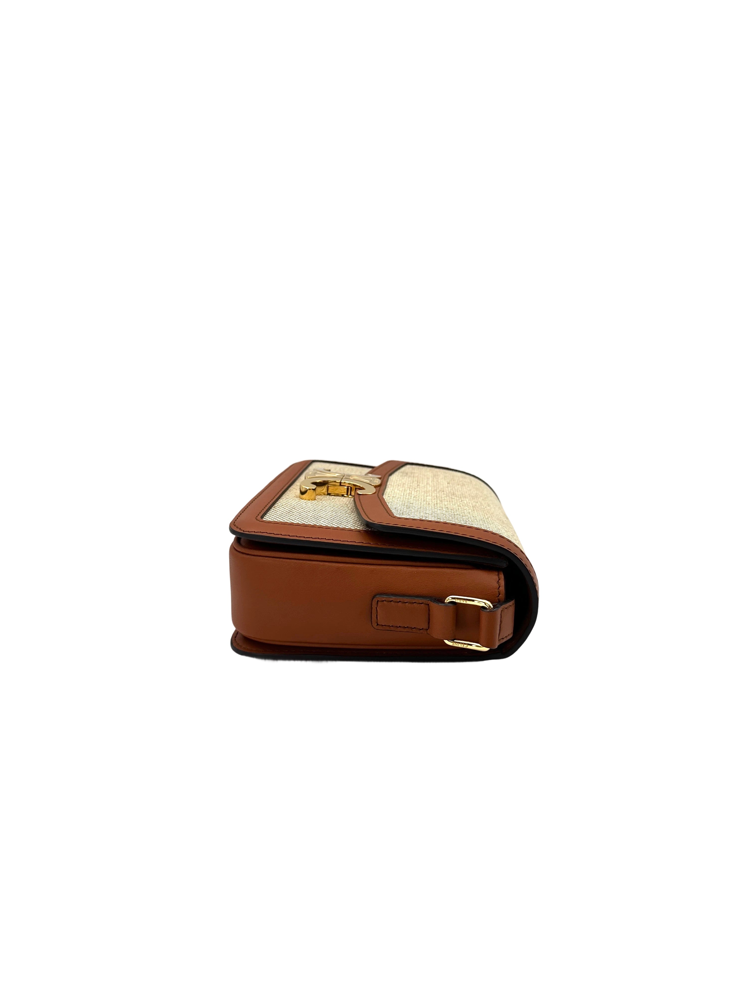 Celine Teen Triomphe White Textile Shoulder Bag CE150