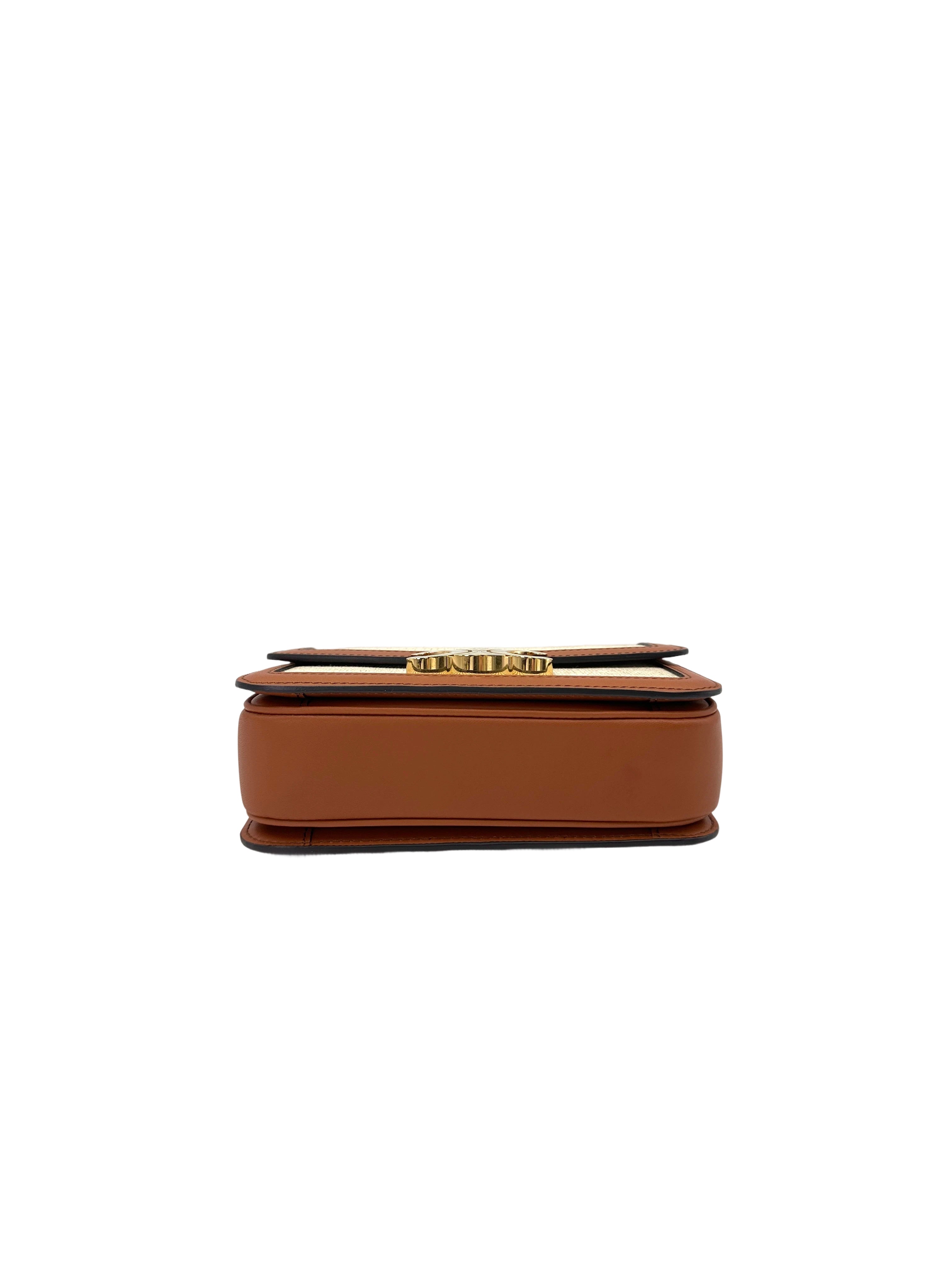 Celine Teen Triomphe White Textile Shoulder Bag CE150