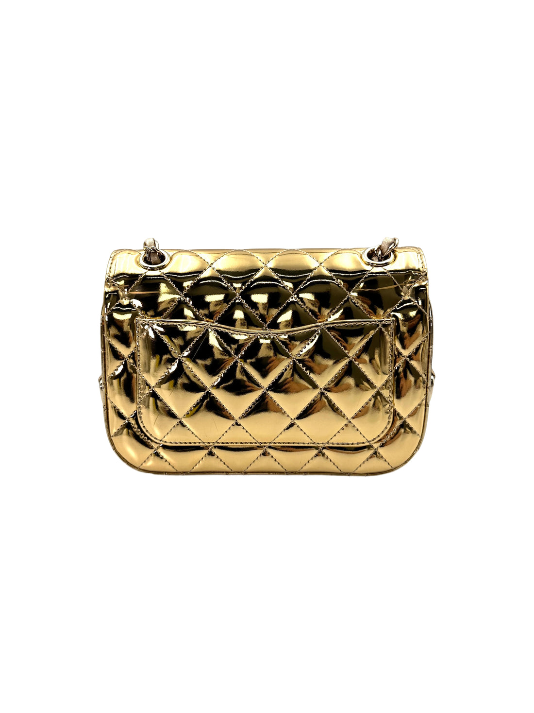 Chanel 24C Hollywood Boulevard Flap Gold Mirror Leather Shoulder Bag With Star Coin Purse(L5***XA) CC1753
