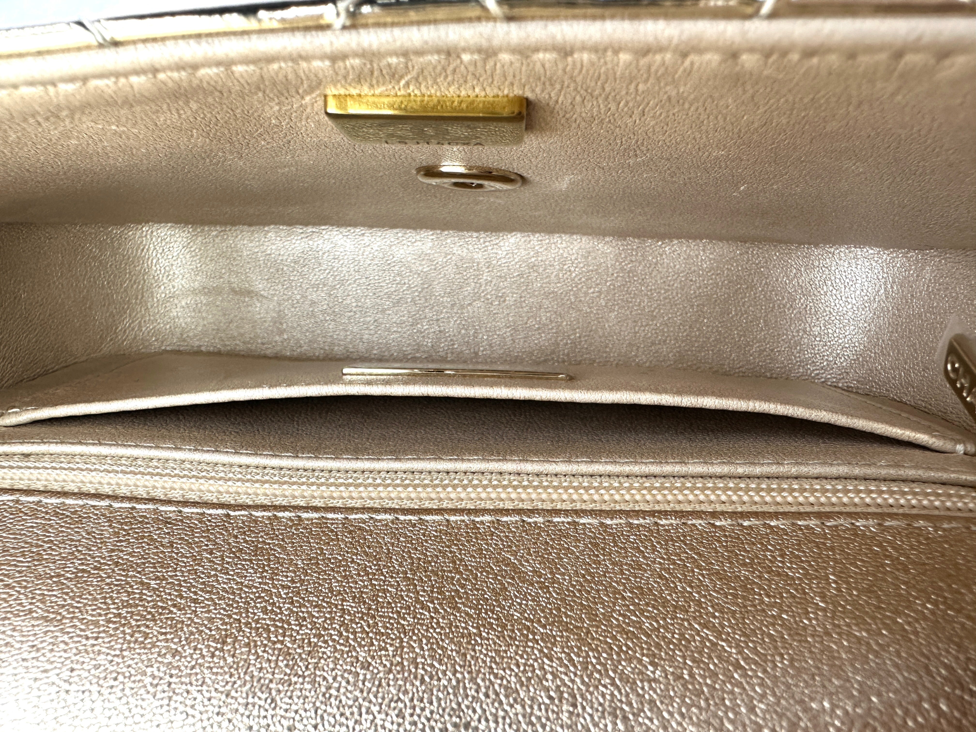 Chanel 24C Hollywood Boulevard Flap Gold Mirror Leather Shoulder Bag With Star Coin Purse(L5***XA) CC1753