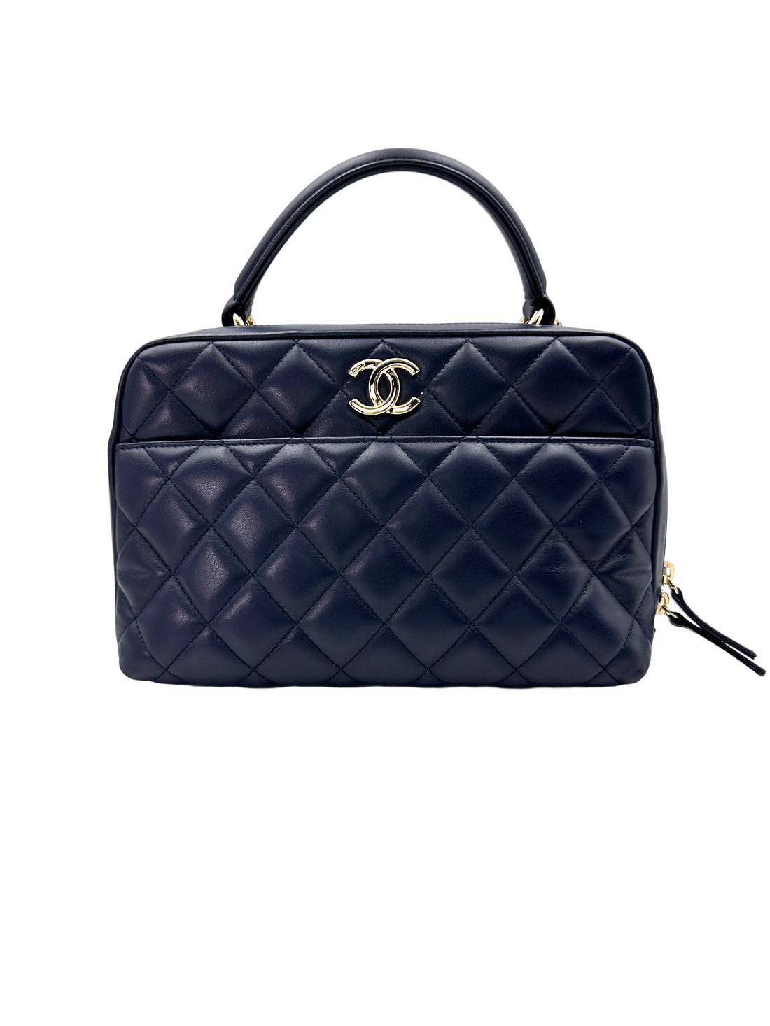 Chanel Trendy CC Navy Quilted Leather Small Size Bowling Bag(20***28) CC1758