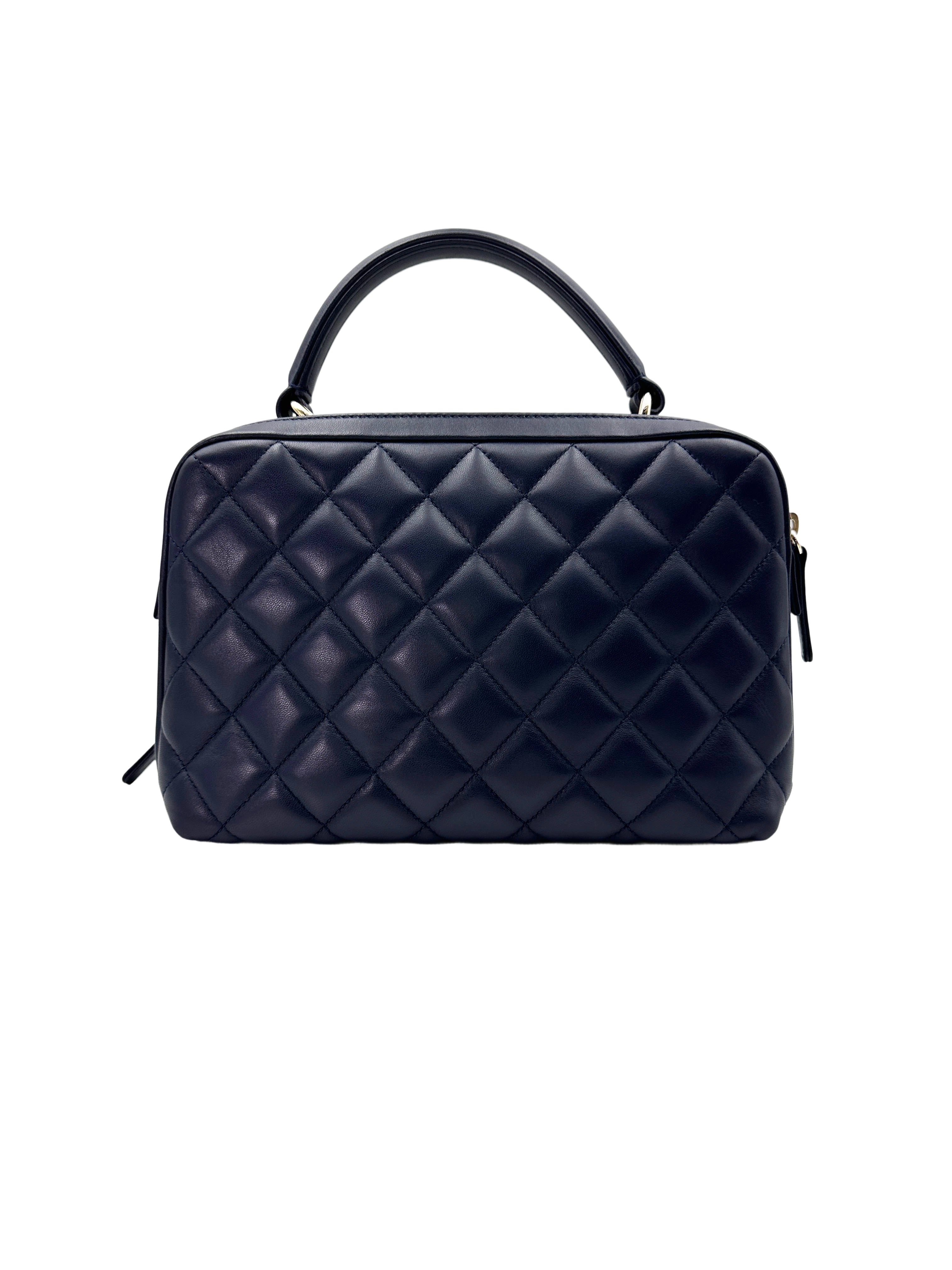 Chanel Trendy CC Navy Quilted Leather Small Size Bowling Bag(20***28) CC1758