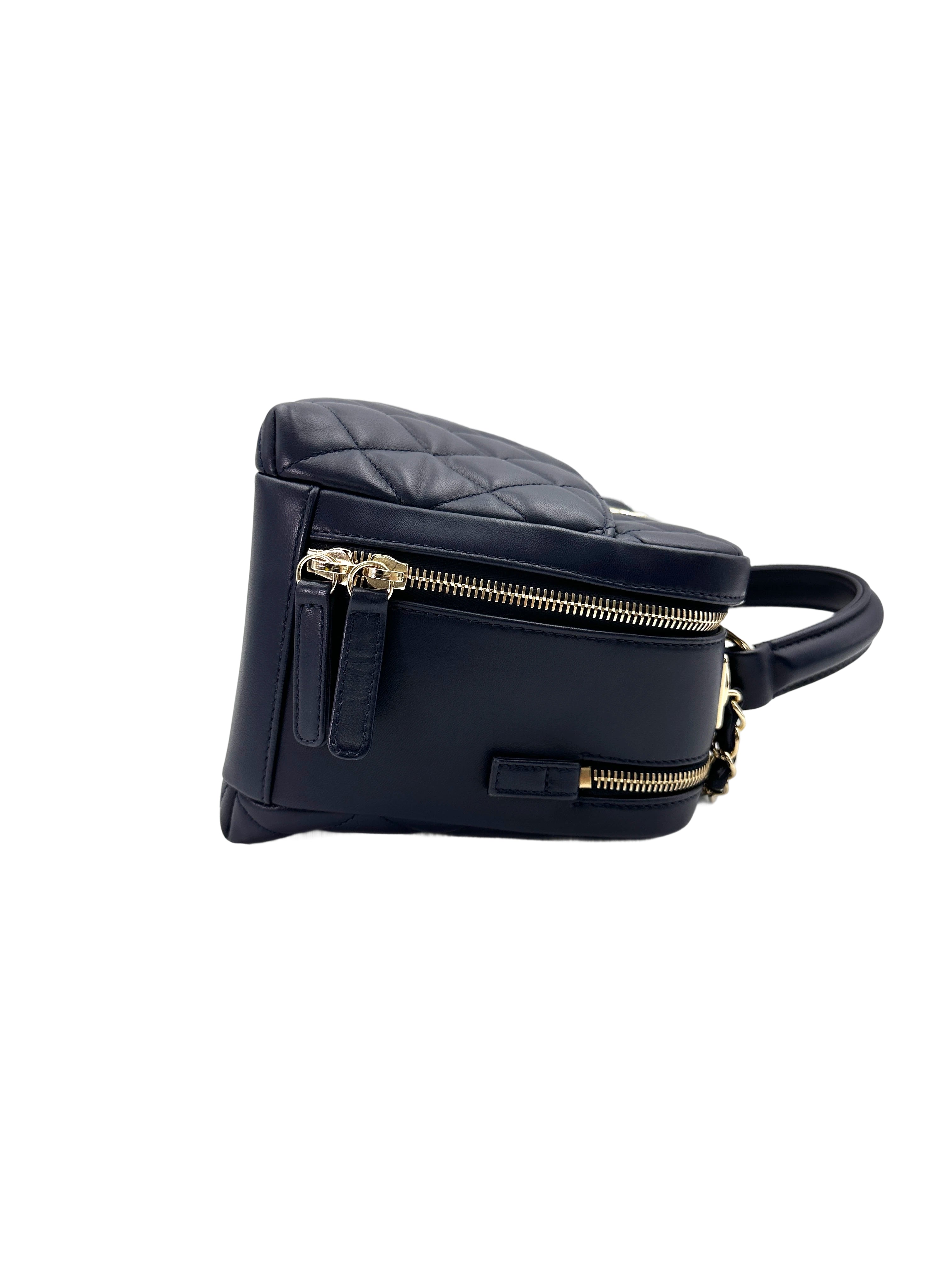 Chanel Trendy CC Navy Quilted Leather Small Size Bowling Bag(20***28) CC1758