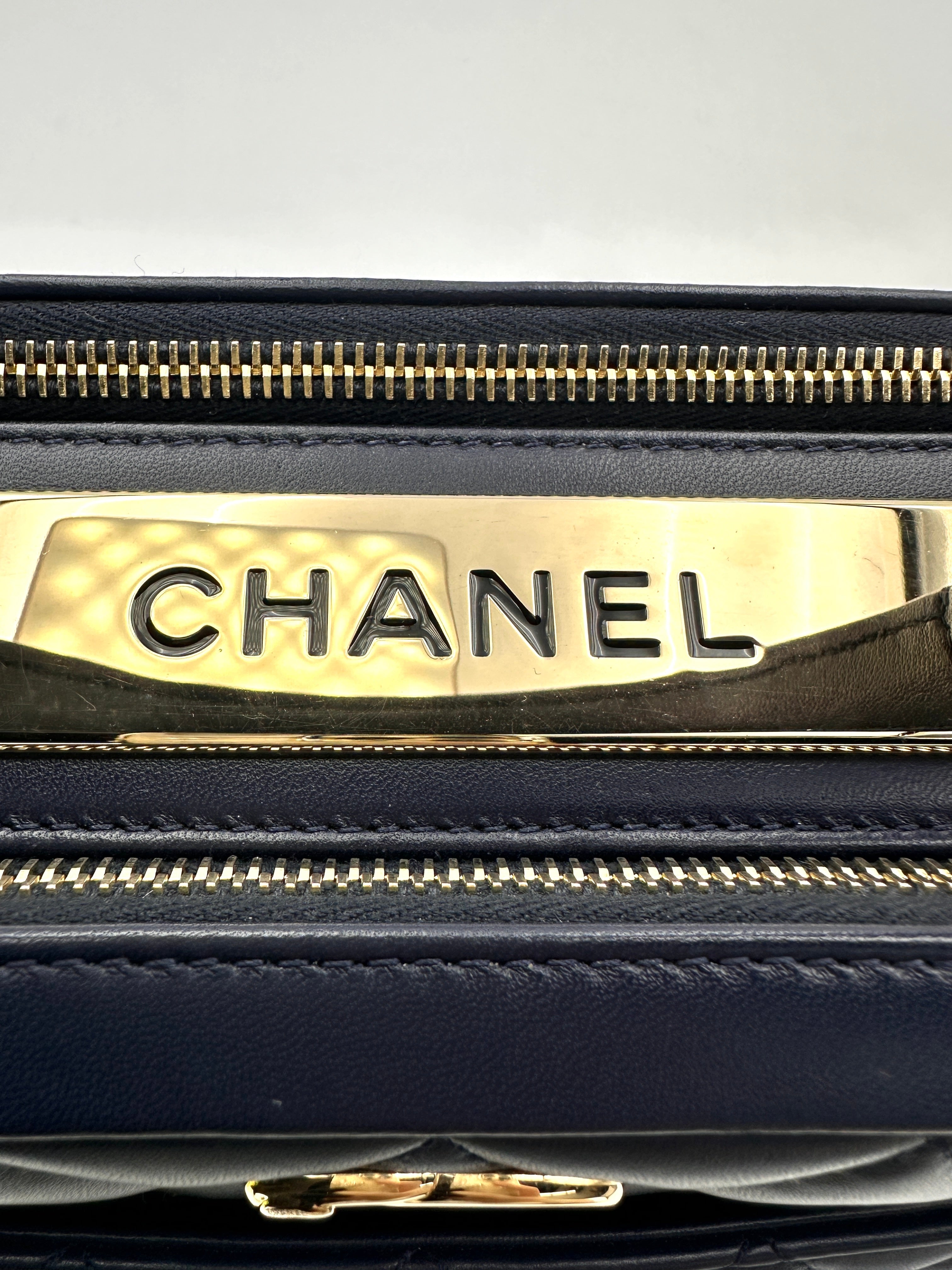 Chanel Trendy CC Navy Quilted Leather Small Size Bowling Bag(20***28) CC1758