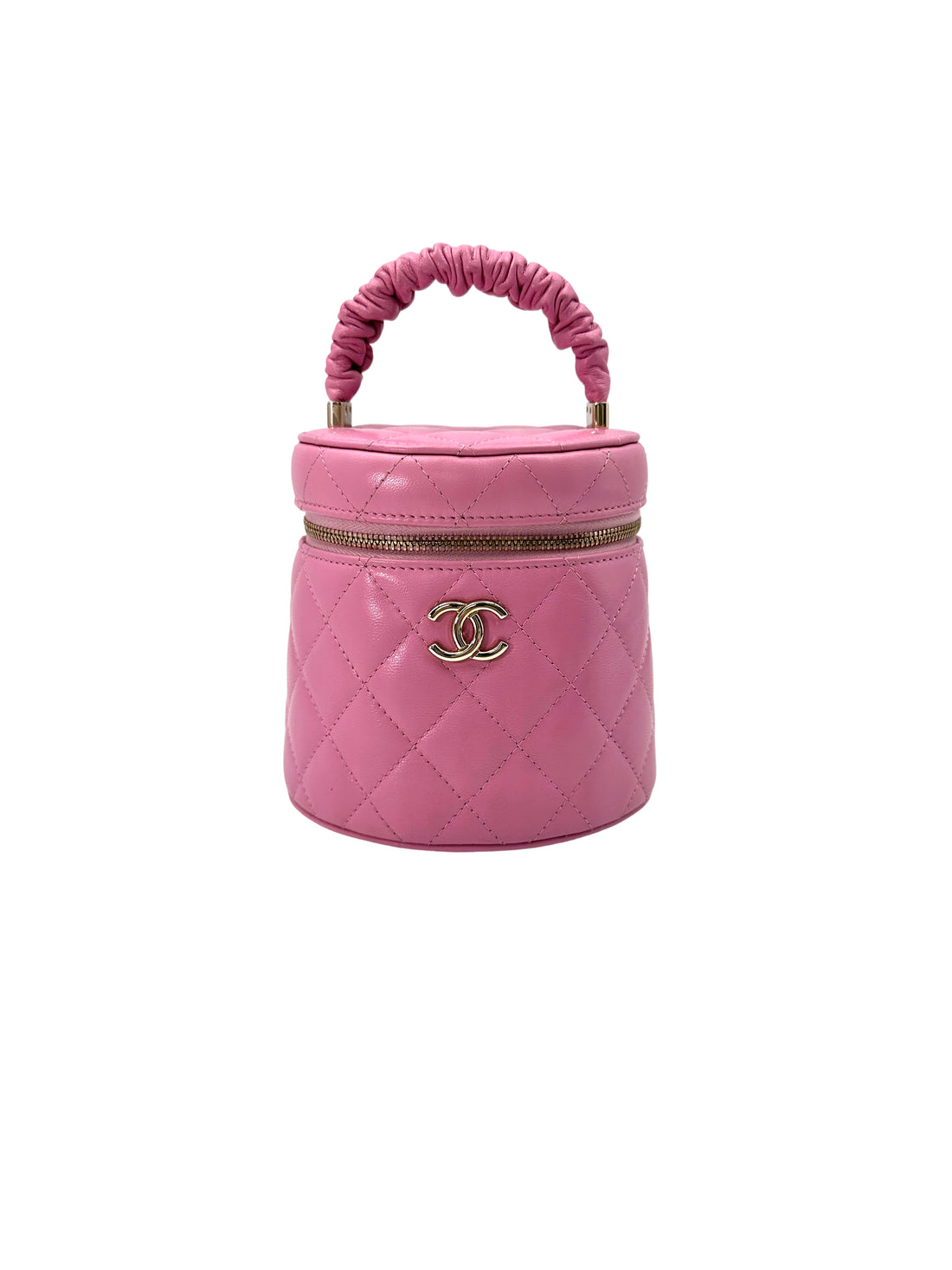Chanel 22S Pink Quilted Leather Ruched Handle Vanity Case(32***81) CC1757