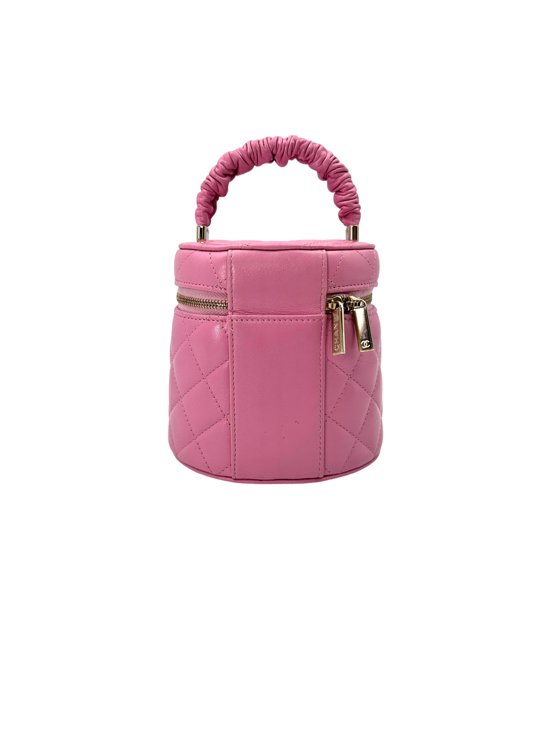 Chanel 22S Pink Quilted Leather Ruched Handle Vanity Case(32***81) CC1757