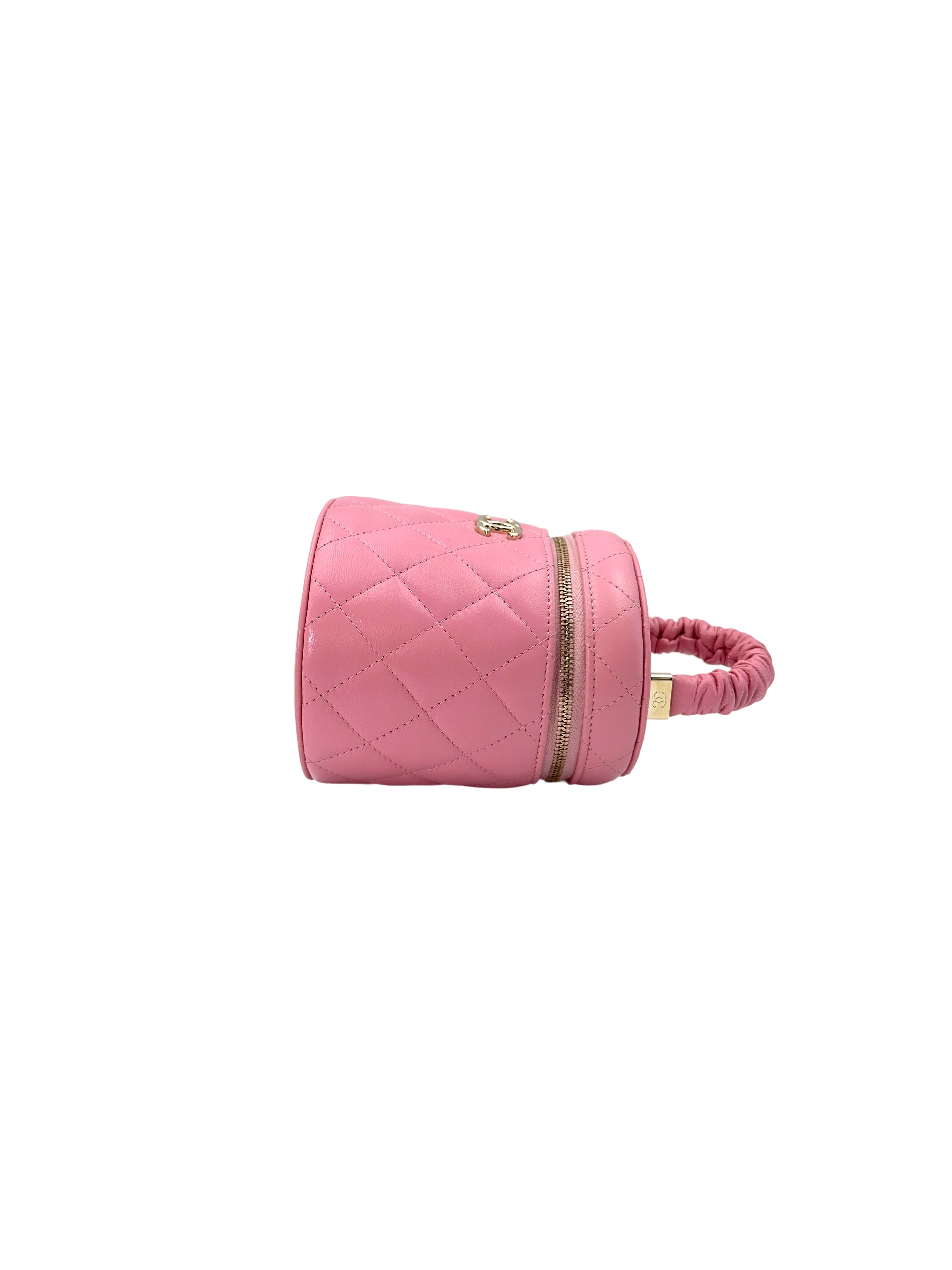 Chanel 22S Pink Quilted Leather Ruched Handle Vanity Case(32***81) CC1757