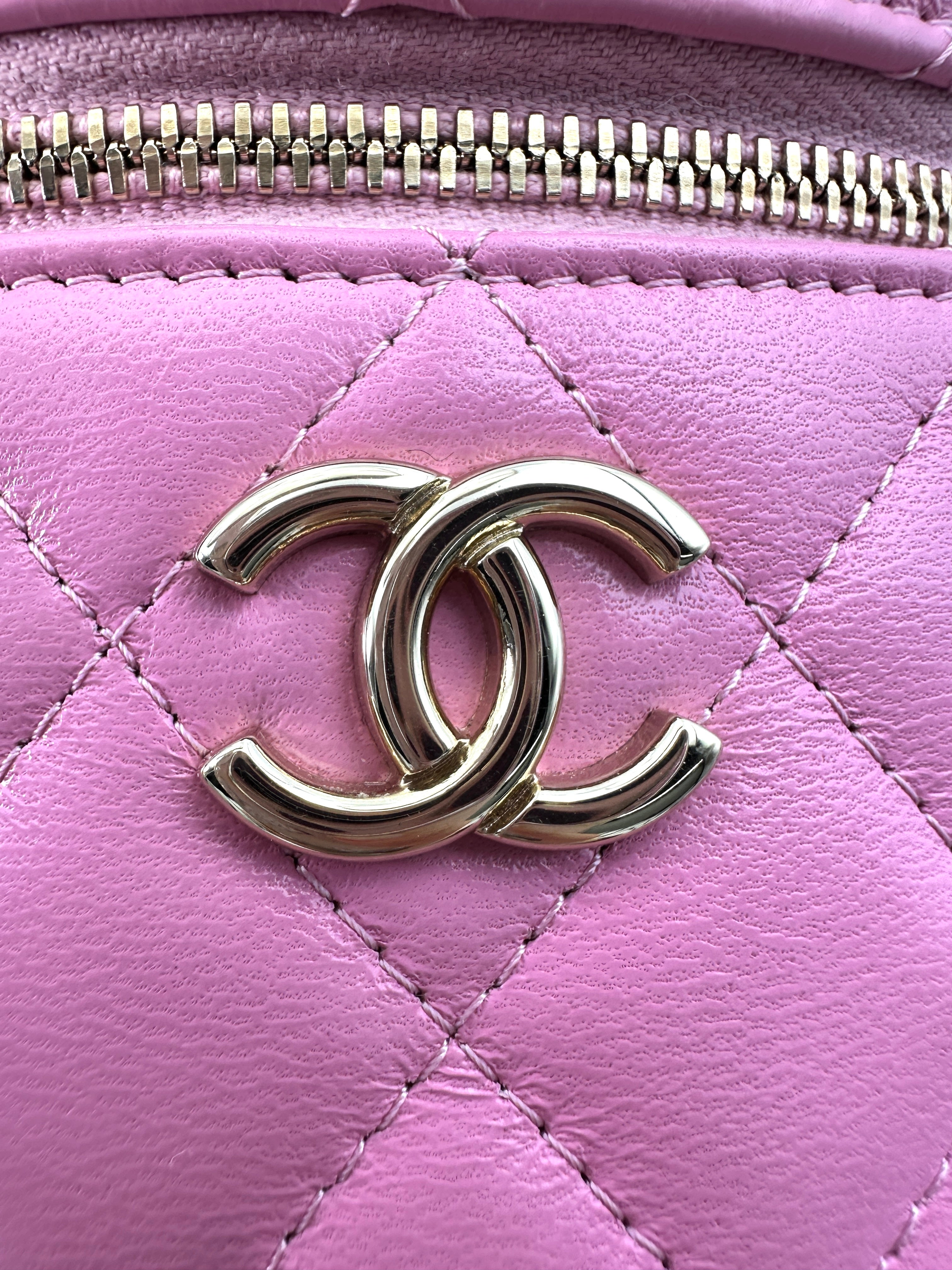 Chanel 22S Pink Quilted Leather Ruched Handle Vanity Case(32***81) CC1757