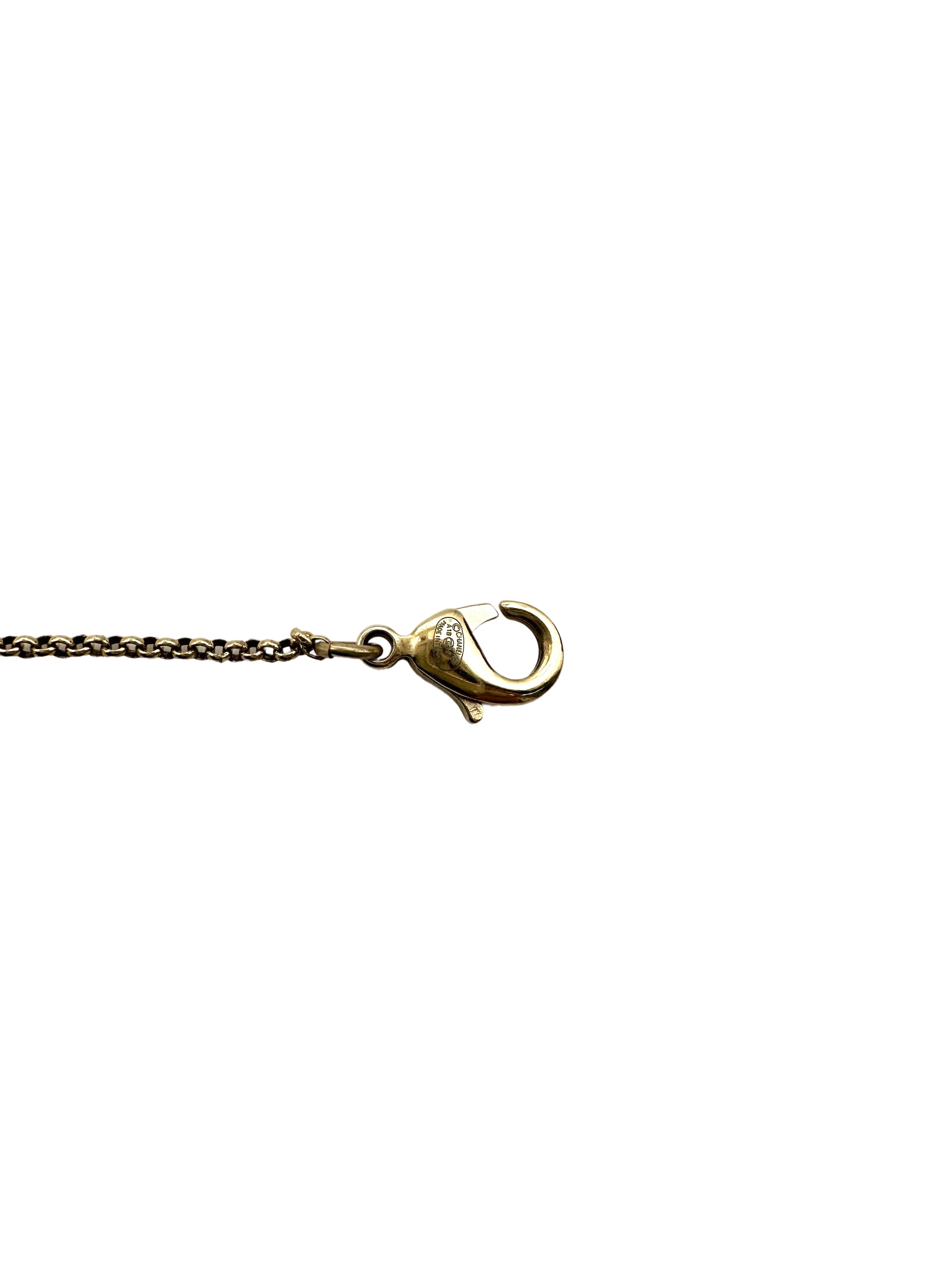 Chanel Gold Chain Crystal CC Logo Pendant Necklace Metal Strass CC1759