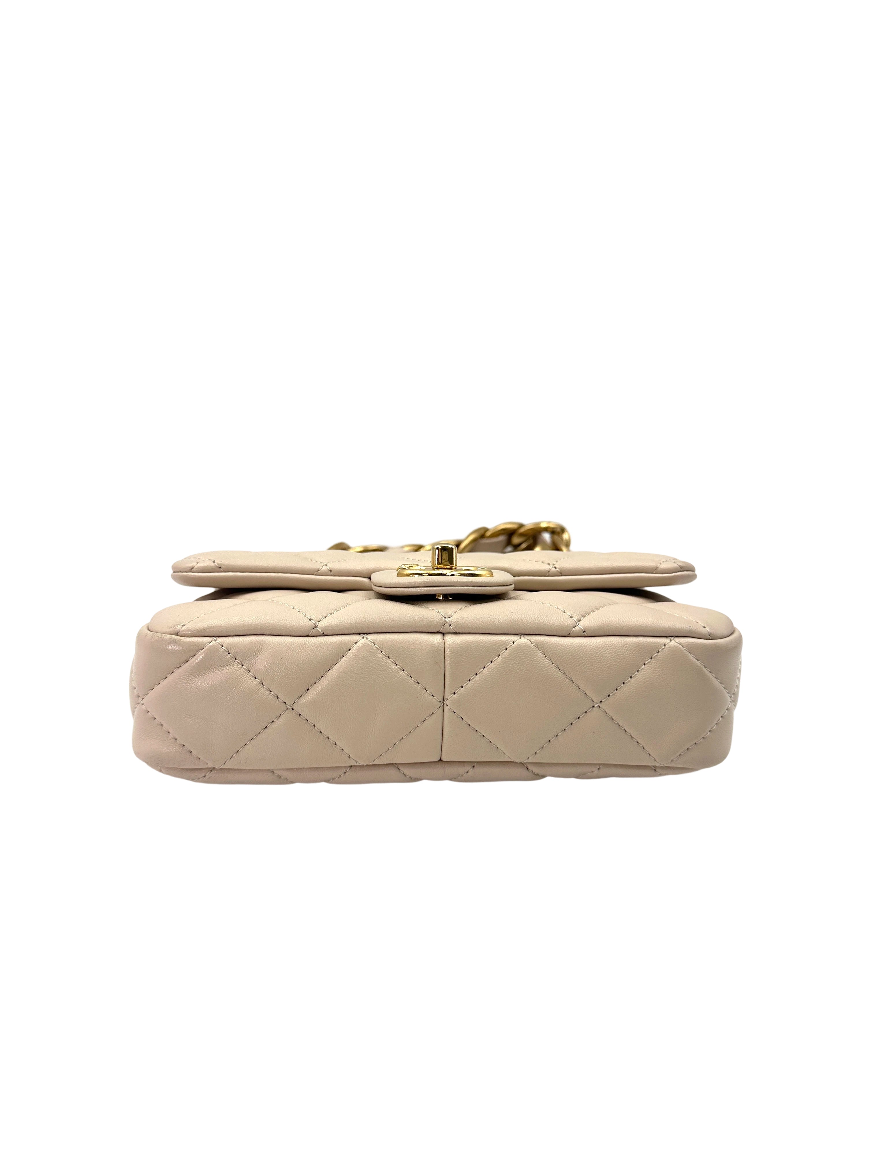 Chanel Funky Town White Quilted Leather Flap Bag With Chunky Chain(TE***9A) IRIS158