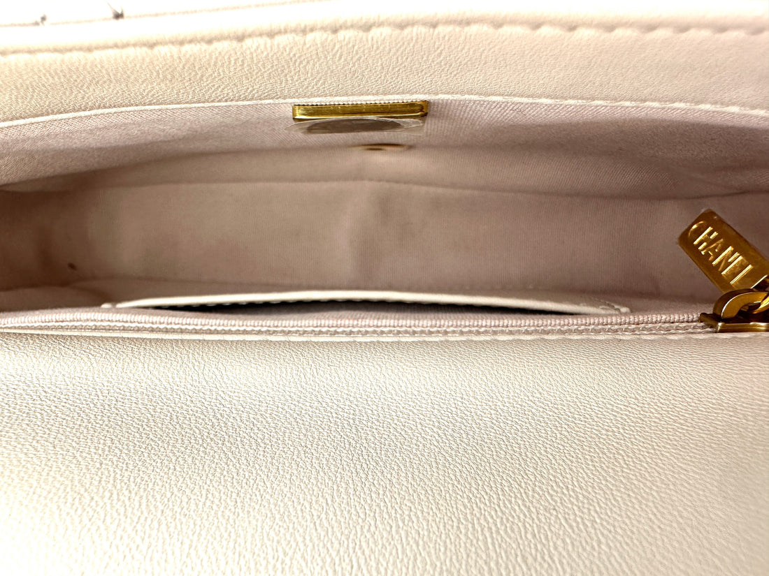 Chanel Funky Town White Quilted Leather Flap Bag With Chunky Chain(TE***9A) IRIS158