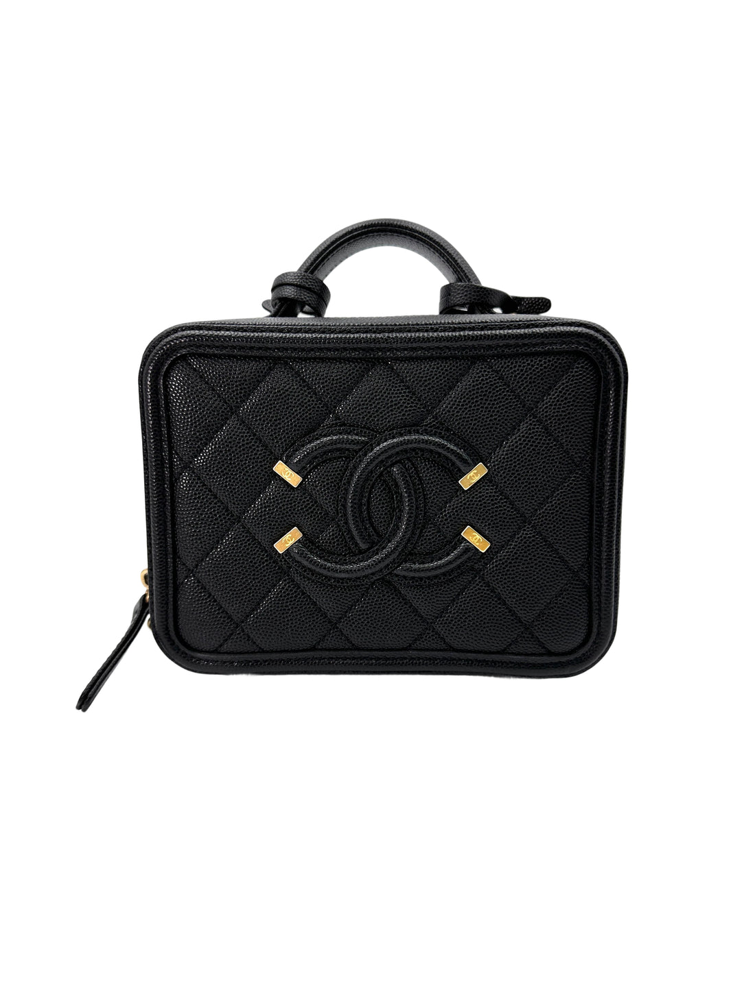 Chanel CC Filigree Navy Quilted Leather Vanity Case(28***49) CC1761