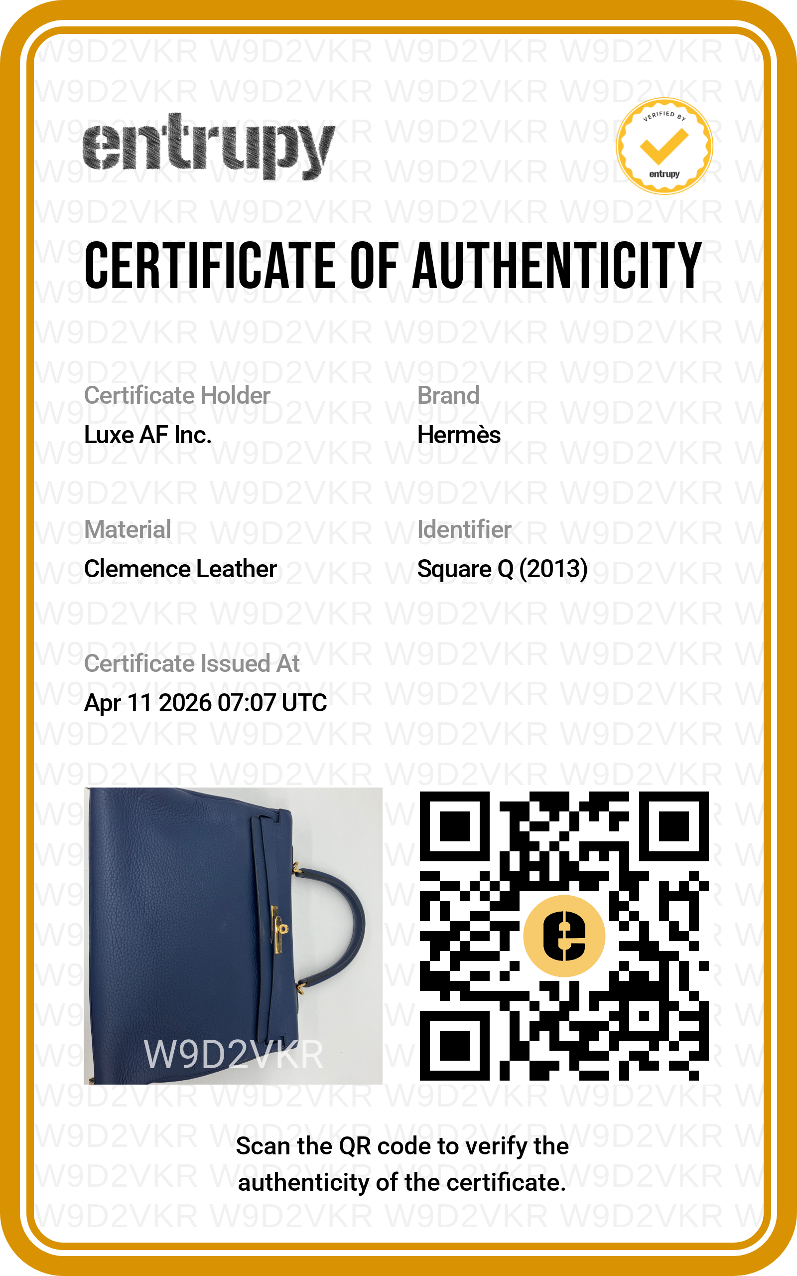 Hermes Kelly 35 Navy Leather Handle Bag With Gold Hardware HR91