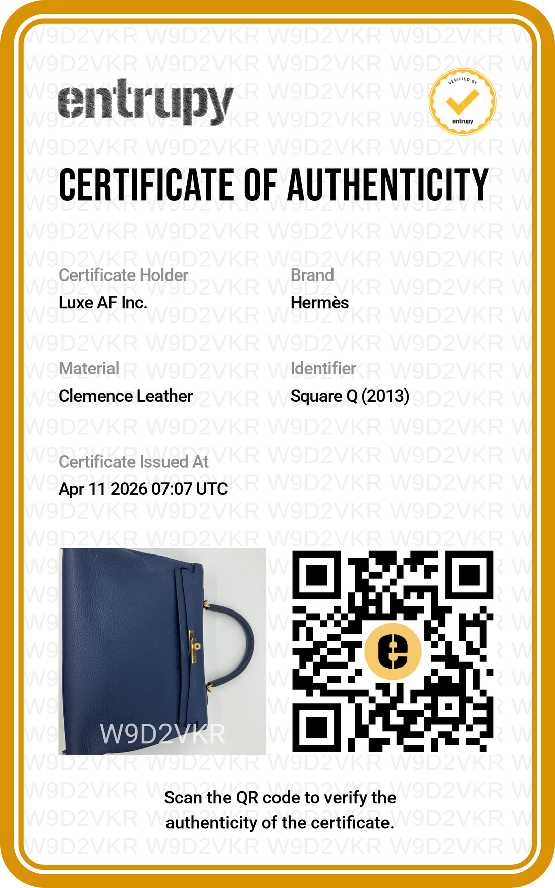 Hermes Kelly 35 Navy Leather Handle Bag With Gold Hardware HR91