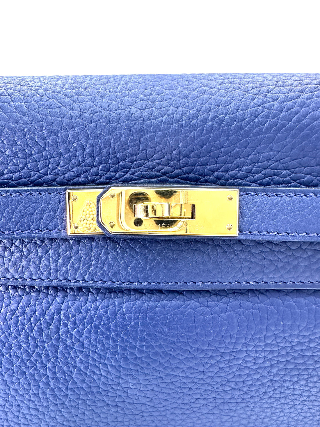 Hermes Kelly 35 Navy Leather Handle Bag With Gold Hardware HR91