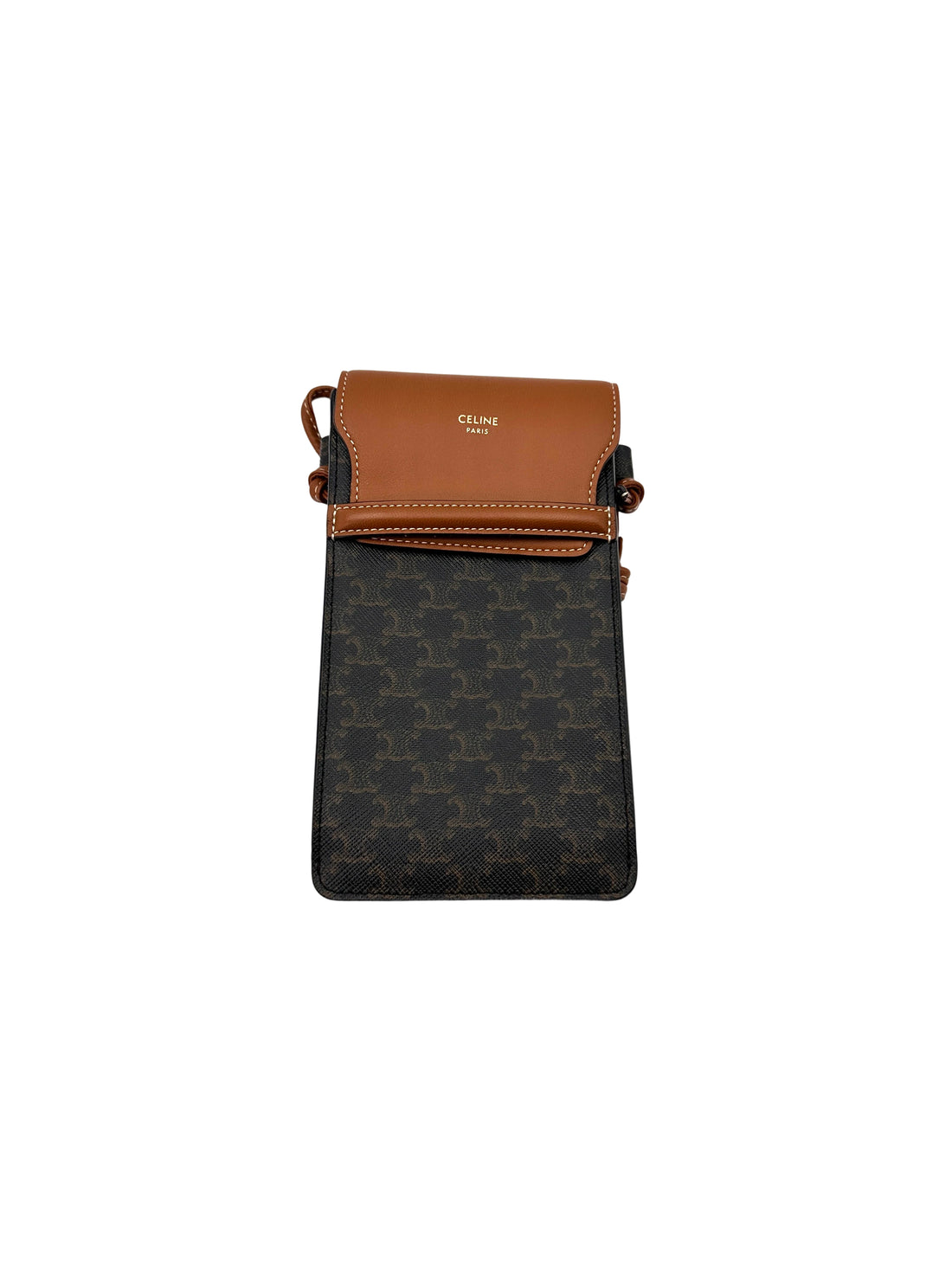 Celine Brown Triomphe Canvas Phone Pouch CEA260422