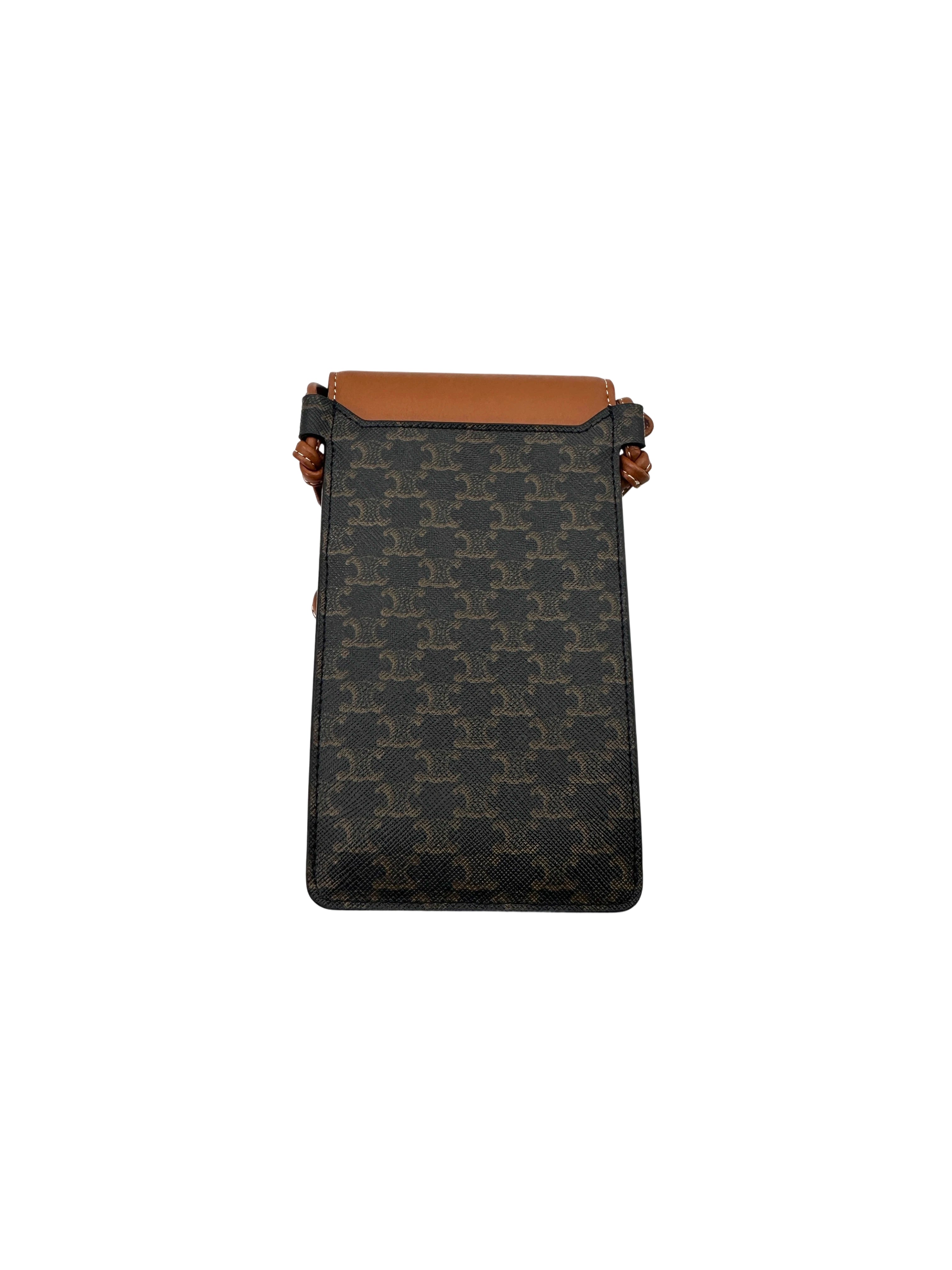 Celine Brown Triomphe Canvas Phone Pouch CEA260422