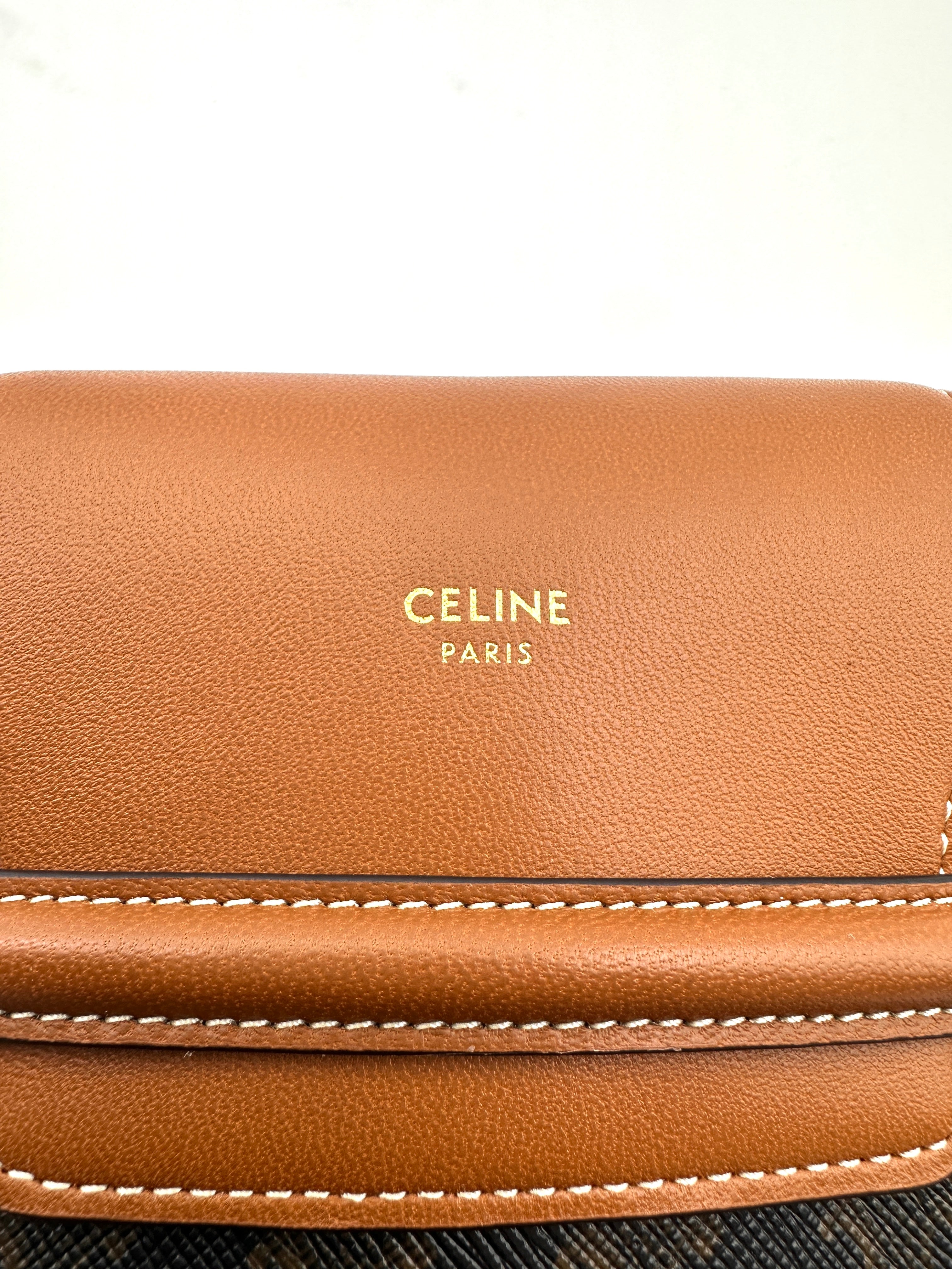 Celine Brown Triomphe Canvas Phone Pouch CEA260422