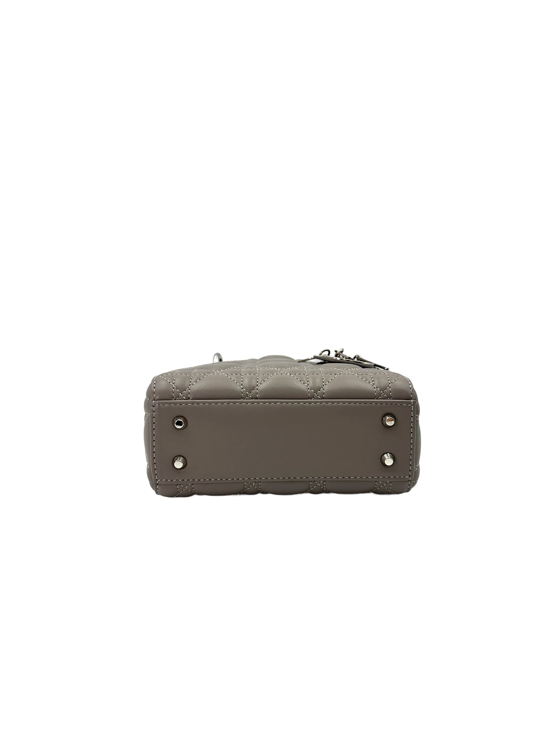 Christian Dior Lady Dior Grey Cannage Leather Handle Bag With Silver Charms DR668