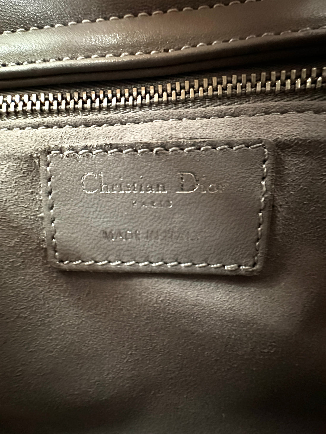 Christian Dior Lady Dior Grey Cannage Leather Handle Bag With Silver Charms DR668