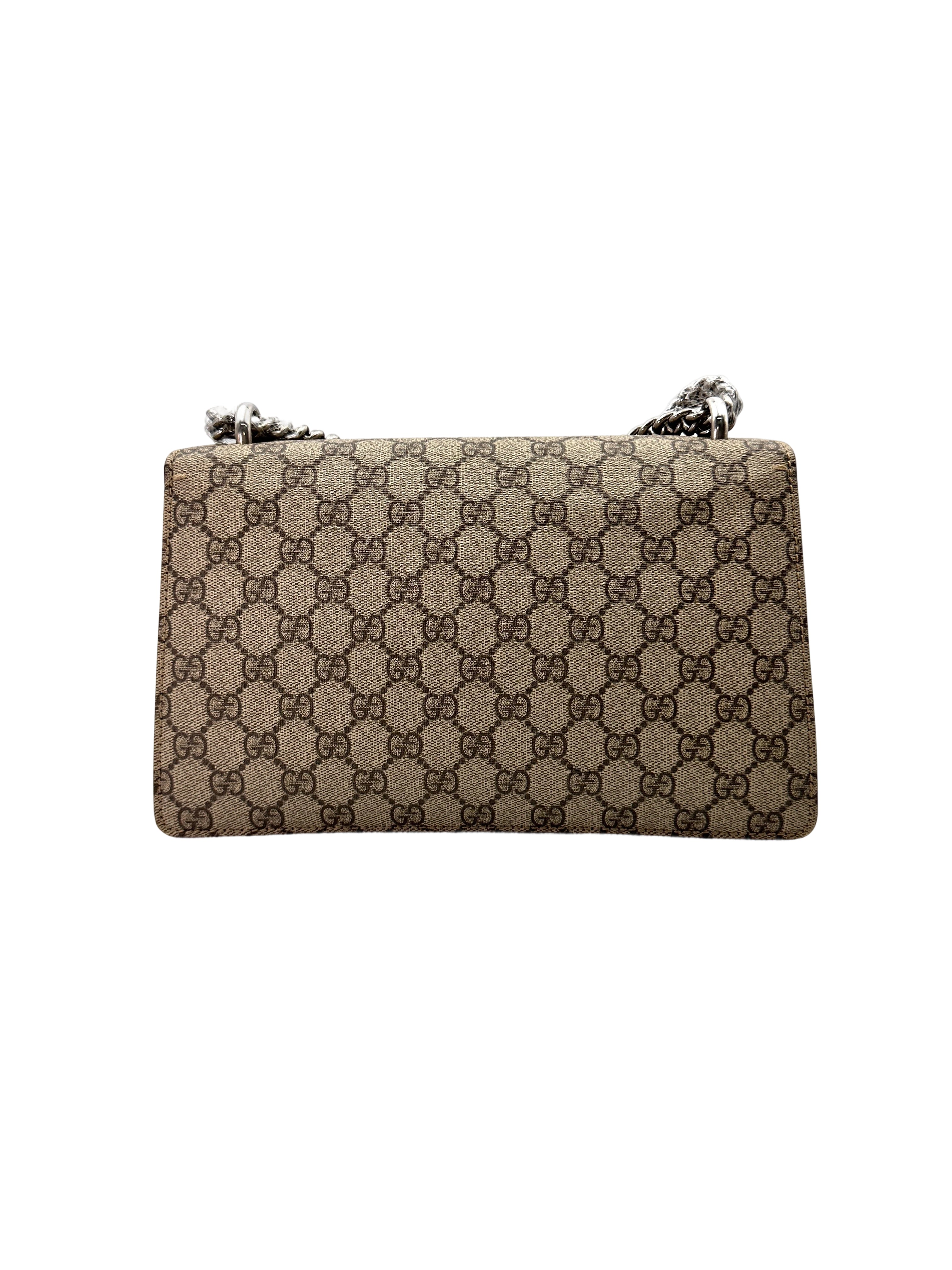 Gucci Dionysus GG Supreme Canvas Shoulder Bag With Blue Tirm GG841
