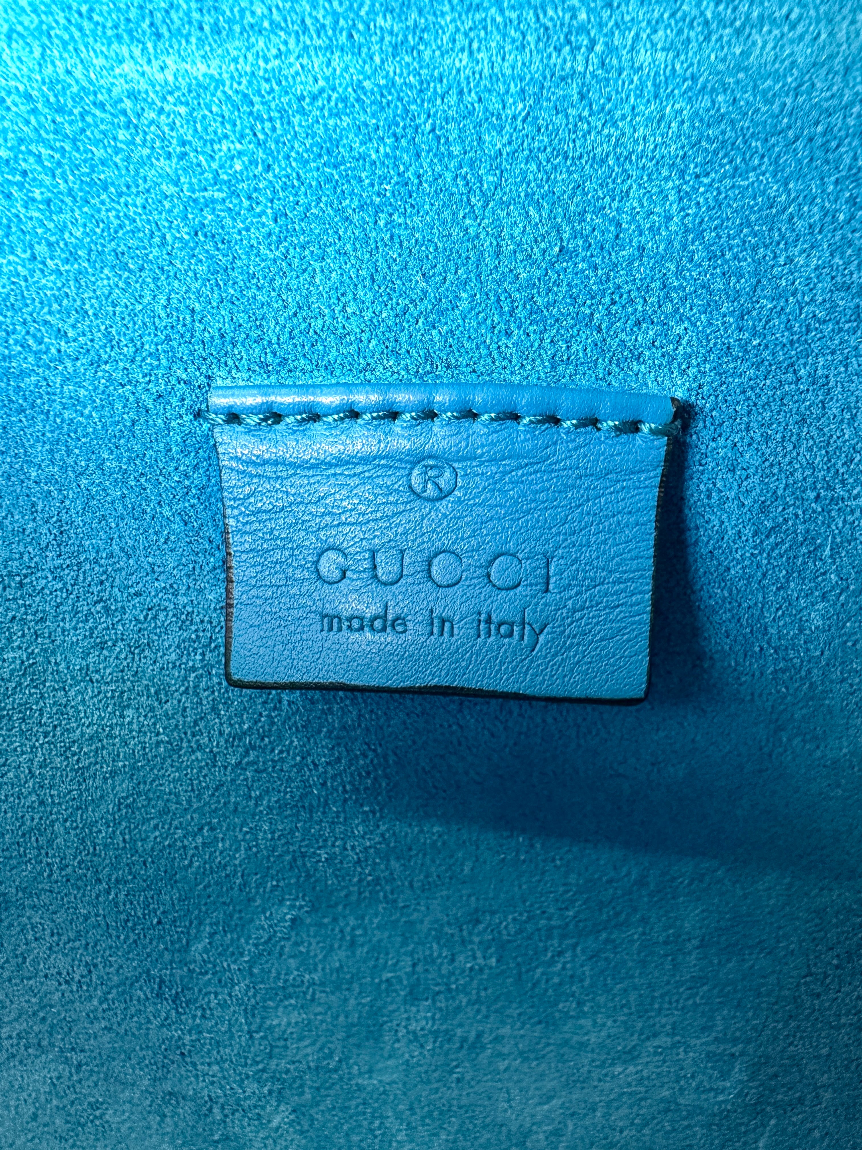 Gucci Dionysus GG Supreme Canvas Shoulder Bag With Blue Tirm GG841