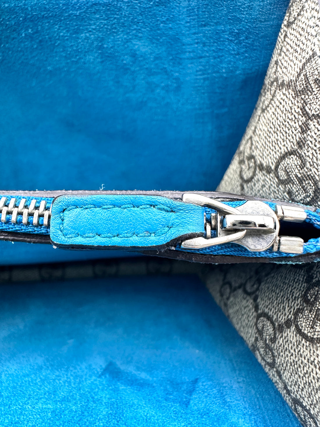Gucci Dionysus GG Supreme Canvas Shoulder Bag With Blue Tirm GG841