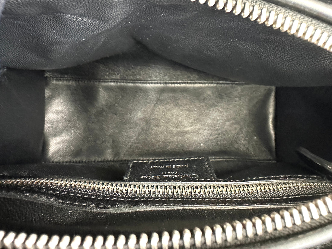 Christian Dior Lady Dior Black Cannage Leather Handle Bag With Silver Charms DR671