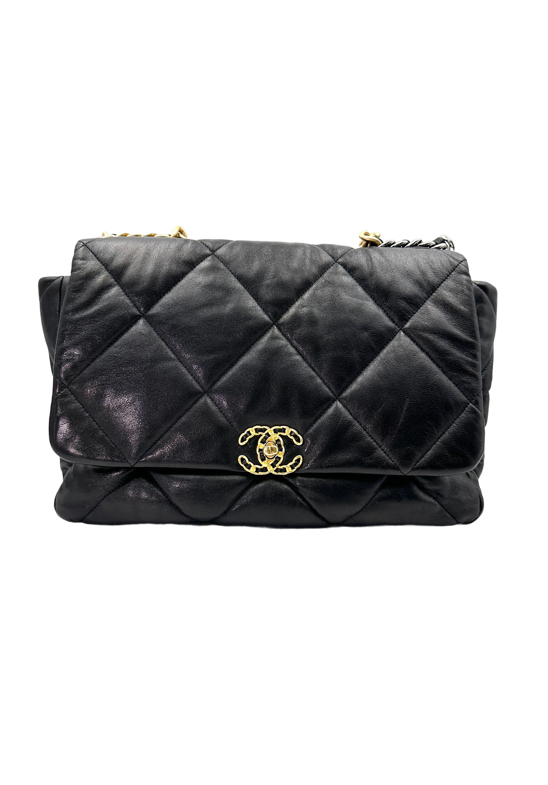 Chanel 19Bag Black Quilted Leather Max Flap Bag With Gold Hardware(29***43) IRIS160