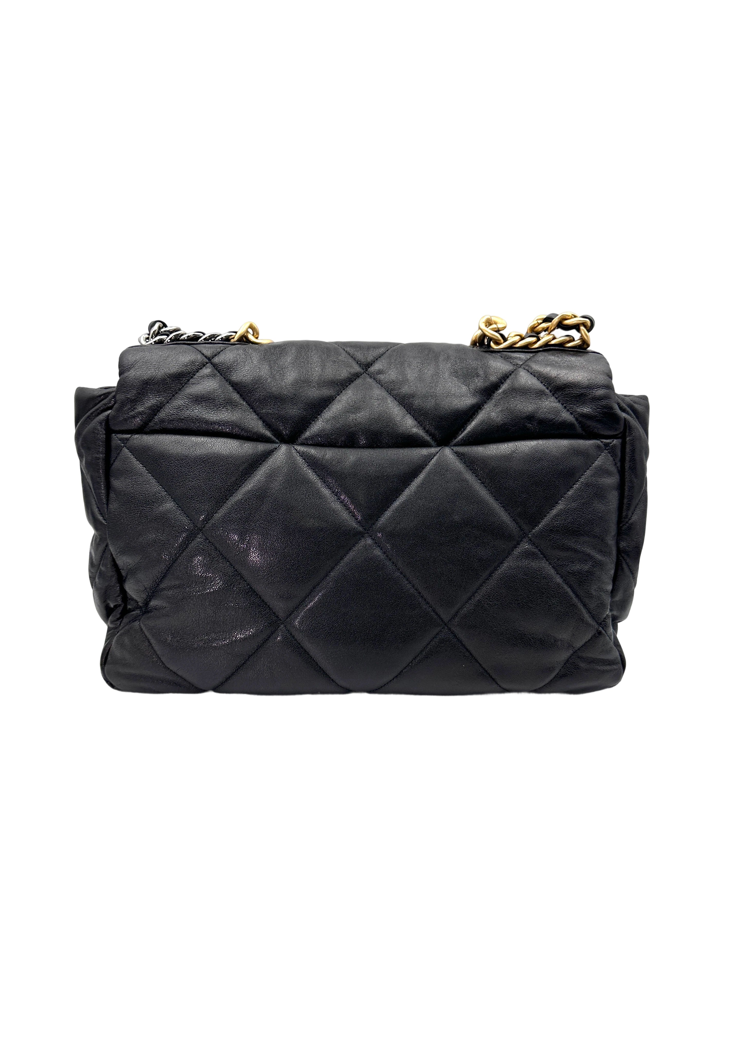 Chanel 19Bag Black Quilted Leather Max Flap Bag With Gold Hardware(29***43) IRIS160