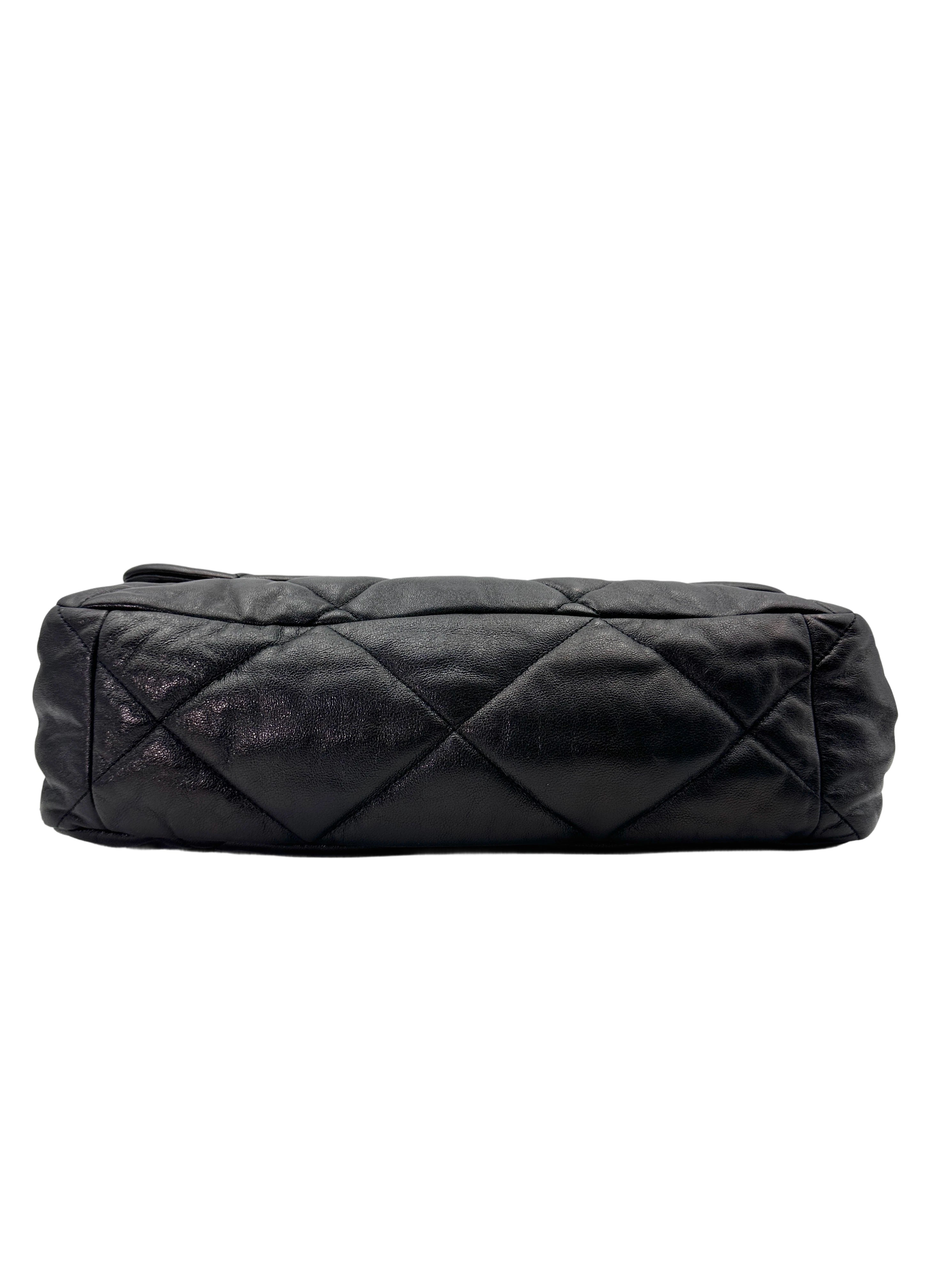 Chanel 19Bag Black Quilted Leather Max Flap Bag With Gold Hardware(29***43) IRIS160