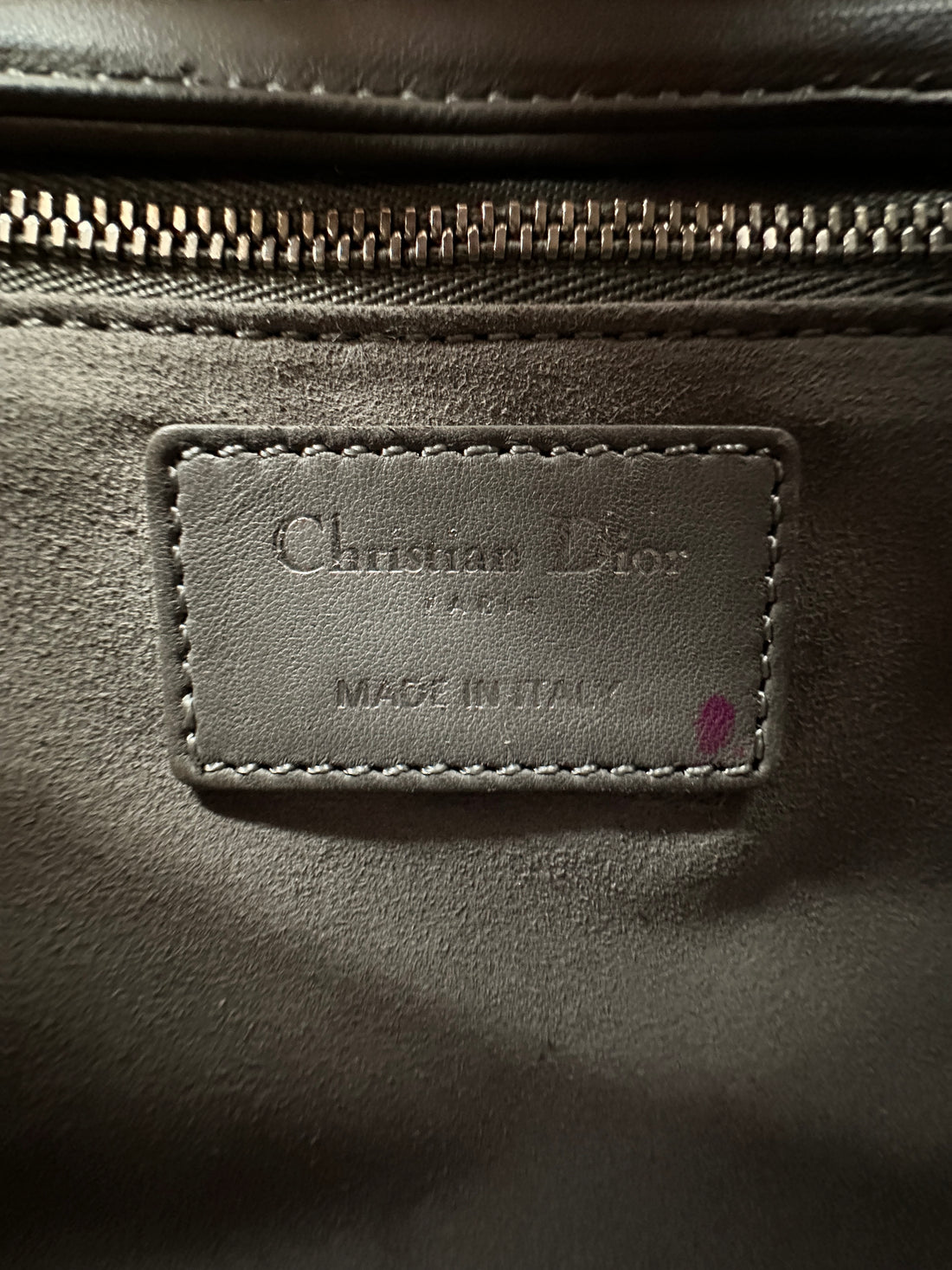 Christian Dior Lady Dior Grey Cannage Leather Handle Bag With Silver Charms DR670
