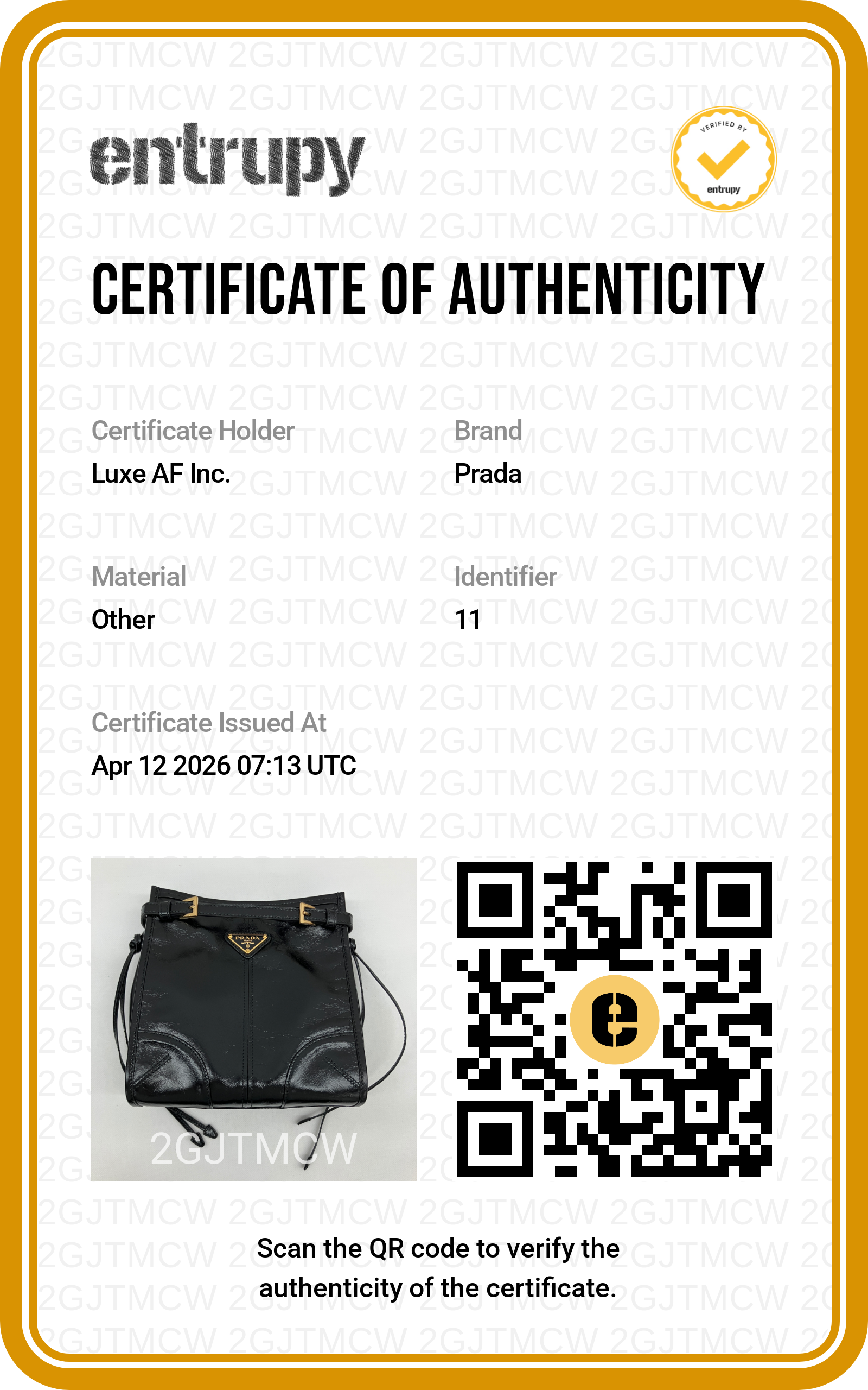 Prada Bonnie Black Glossy Lambskin Shoulder Bag
